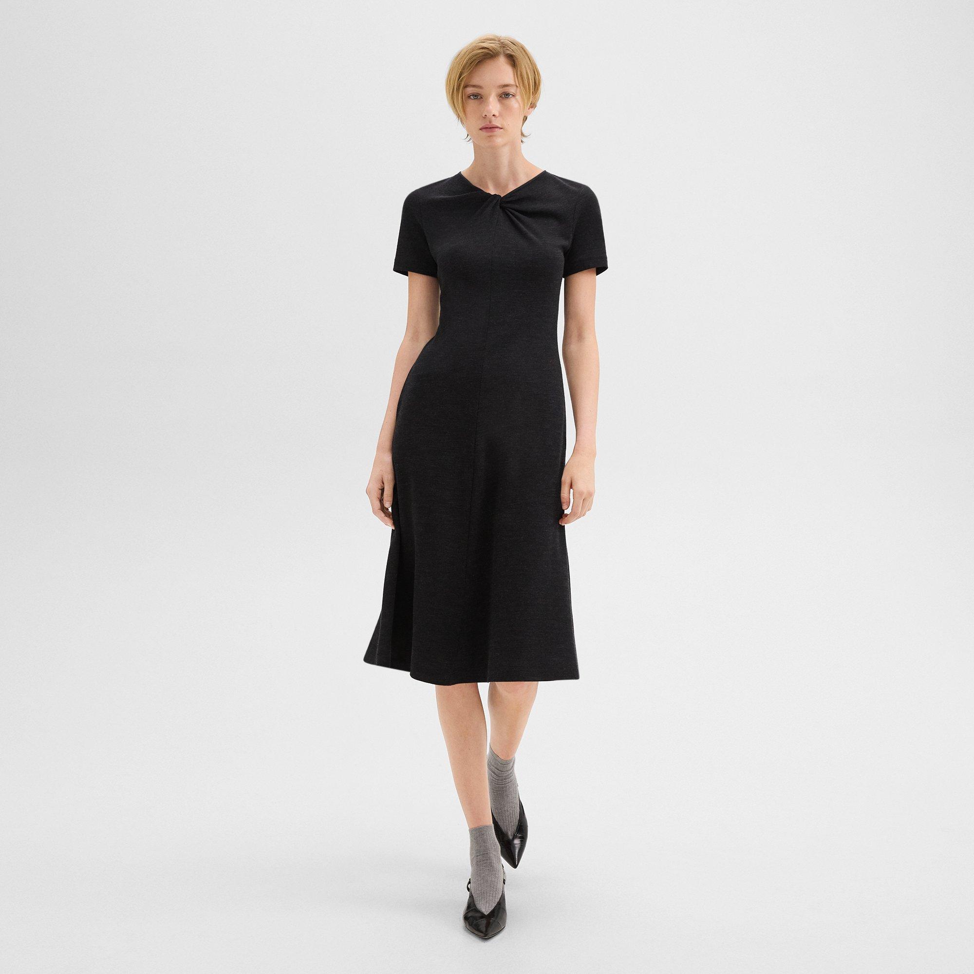 Twisted Midi Dress in Viscose-Wool