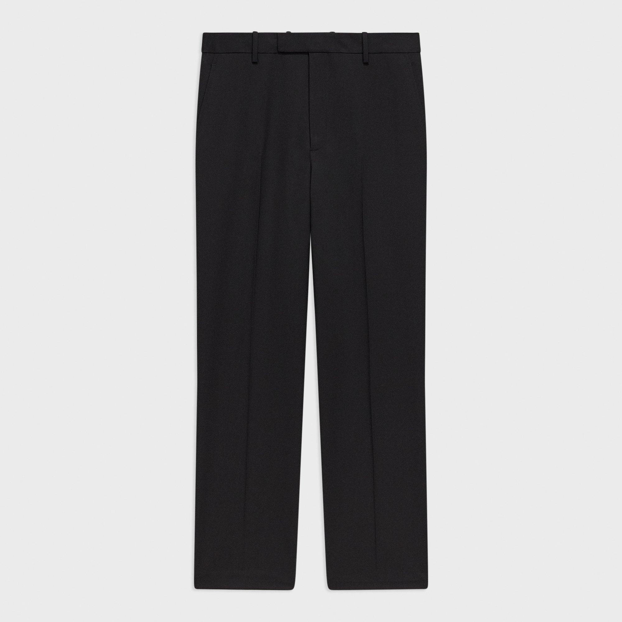 Pantalon Droit en Sergé de Laine Mélangée