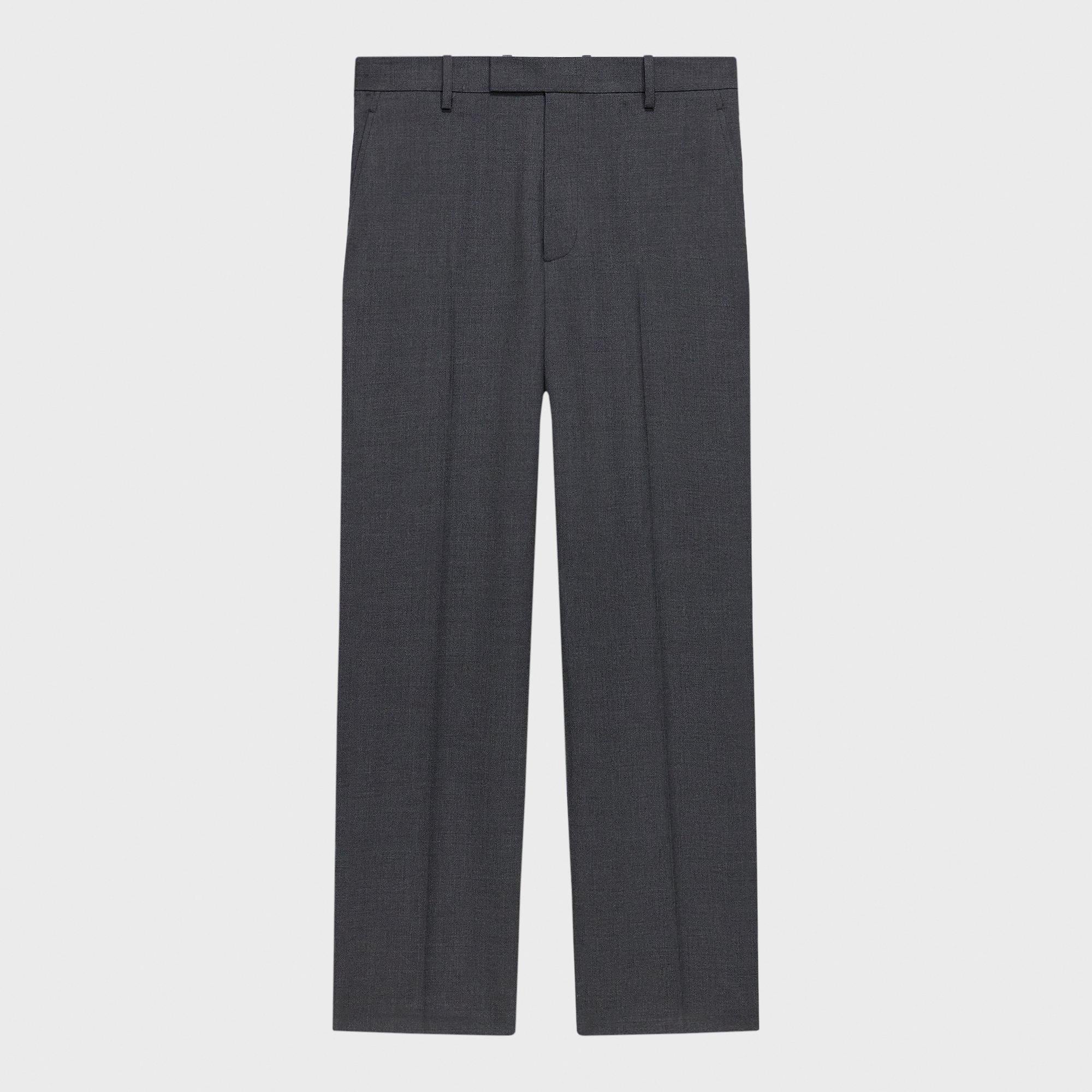 Pantalon Droit en Sergé de Laine Mélangée