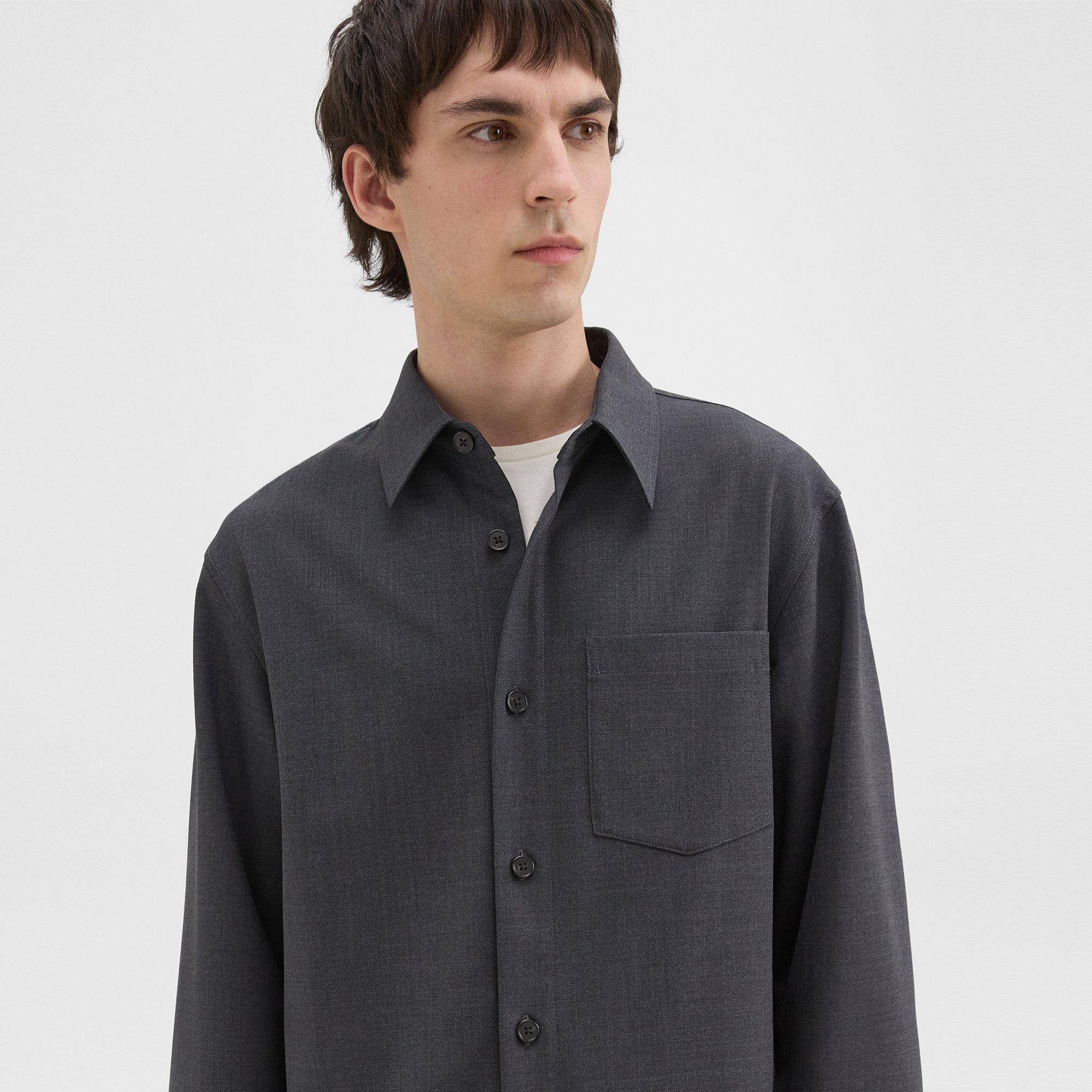 Overshirt in Wool-Blend Twill