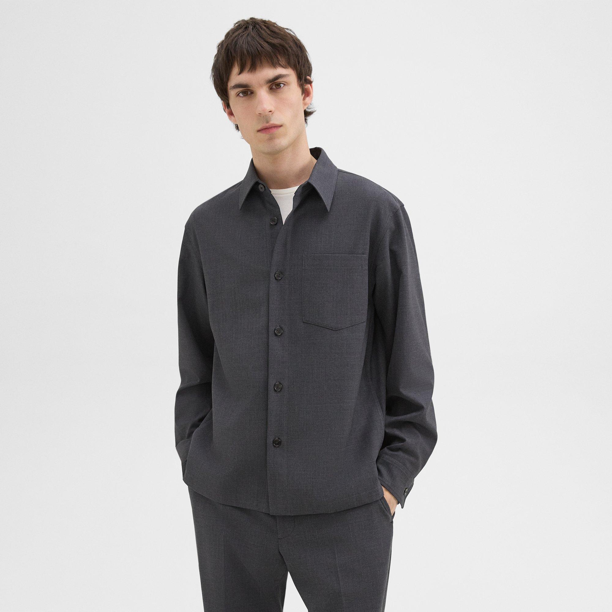 Overshirt in Wool-Blend Twill