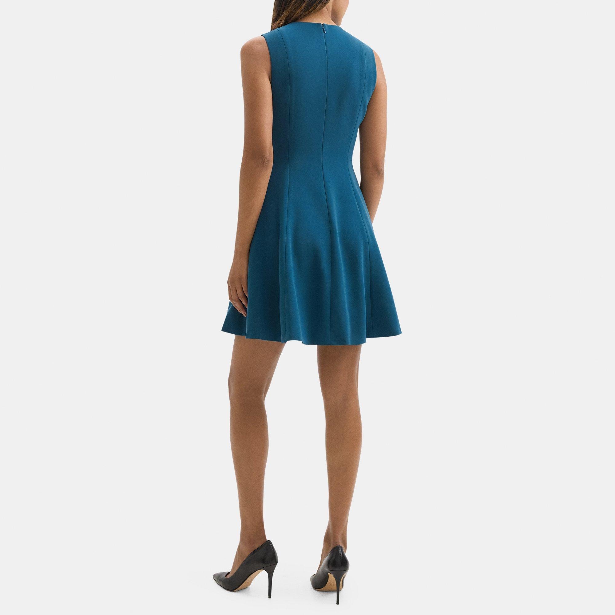Sleeveless Fit-and-Flare Dress in Crepe