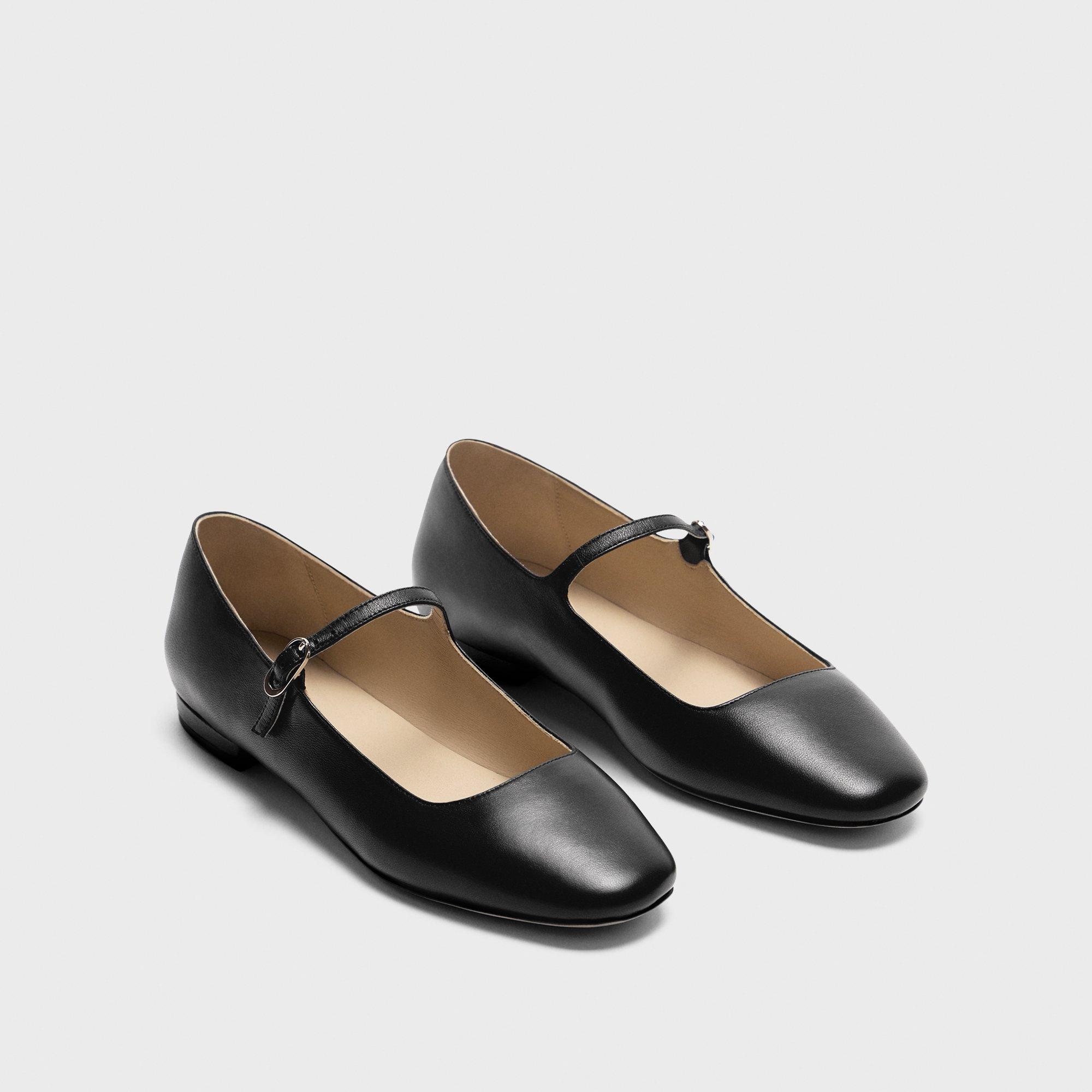 Mary Jane Ballerina Flat in Leather