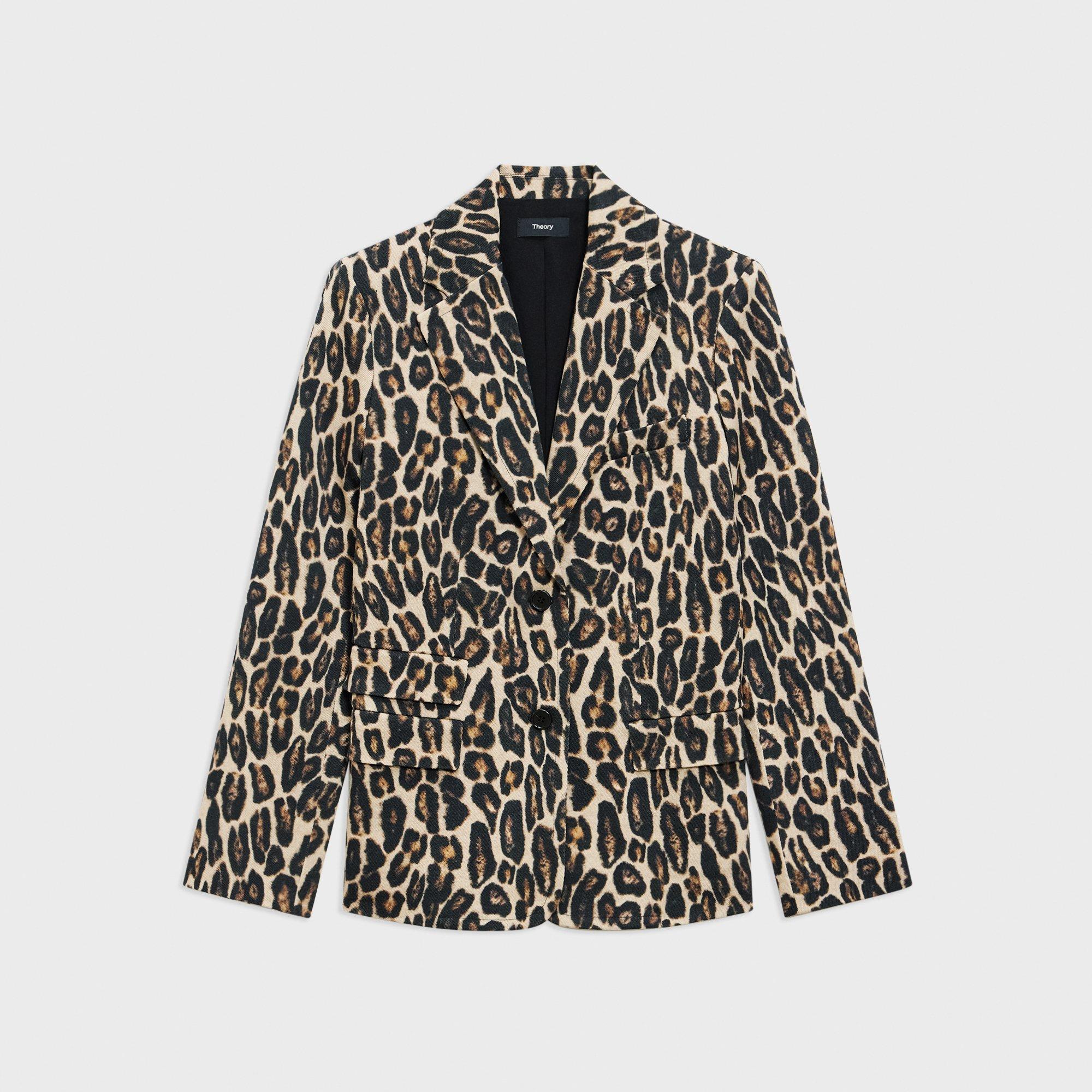 Tailored Blazer in Stretch Leopard Wool