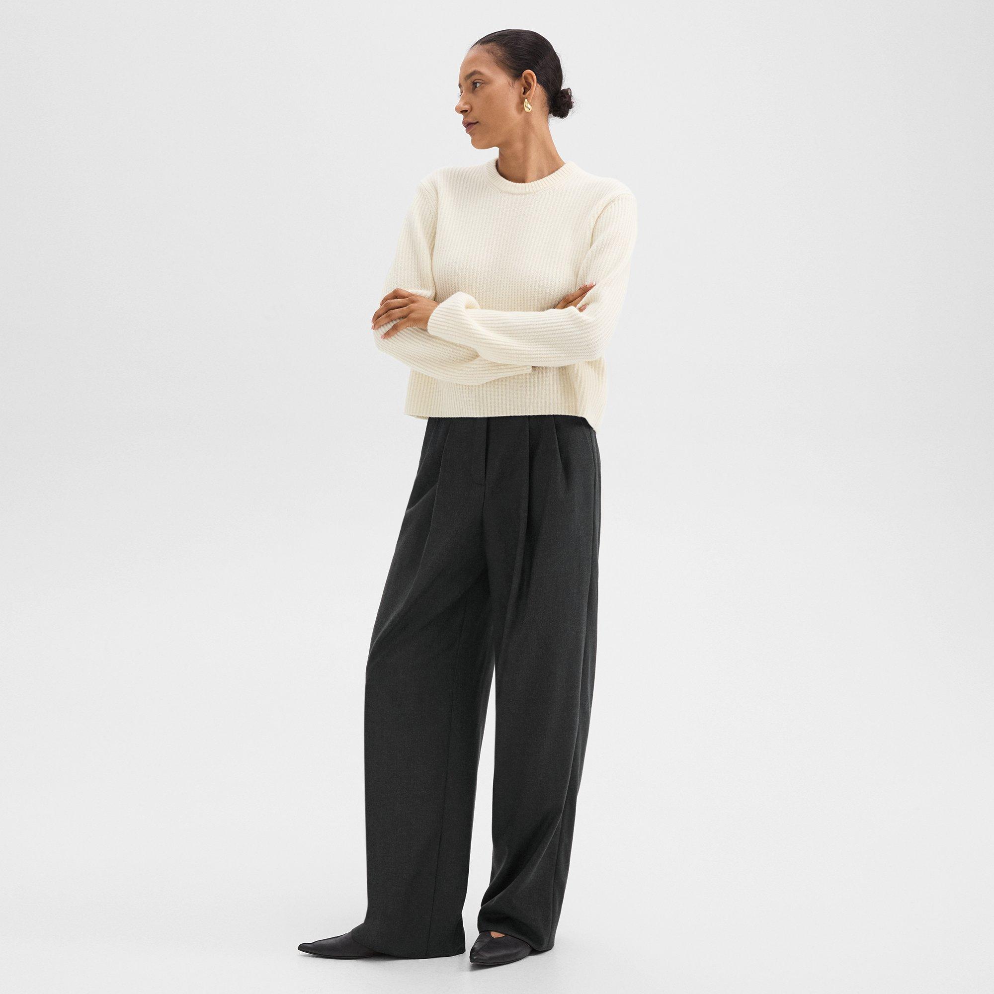 Double Pleat Trousers in Sleek Flannel