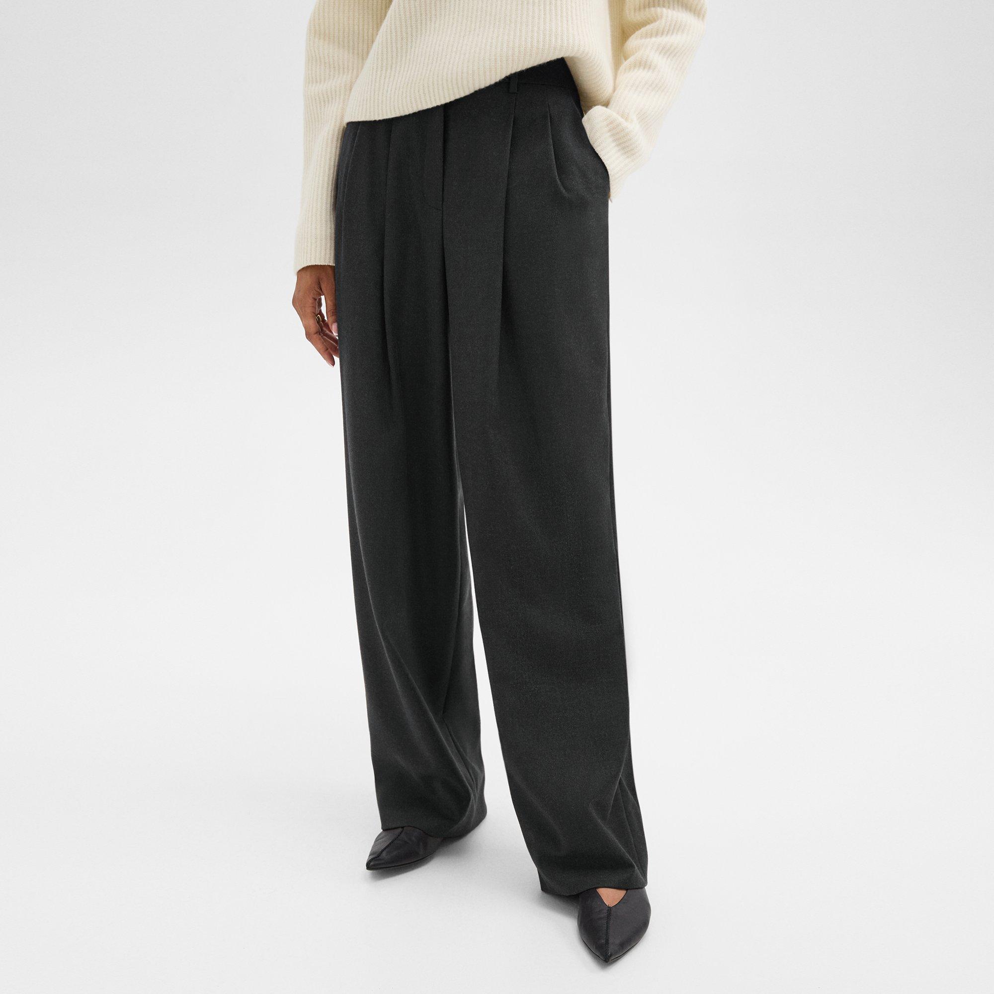 Double Pleat Trousers in Sleek Flannel