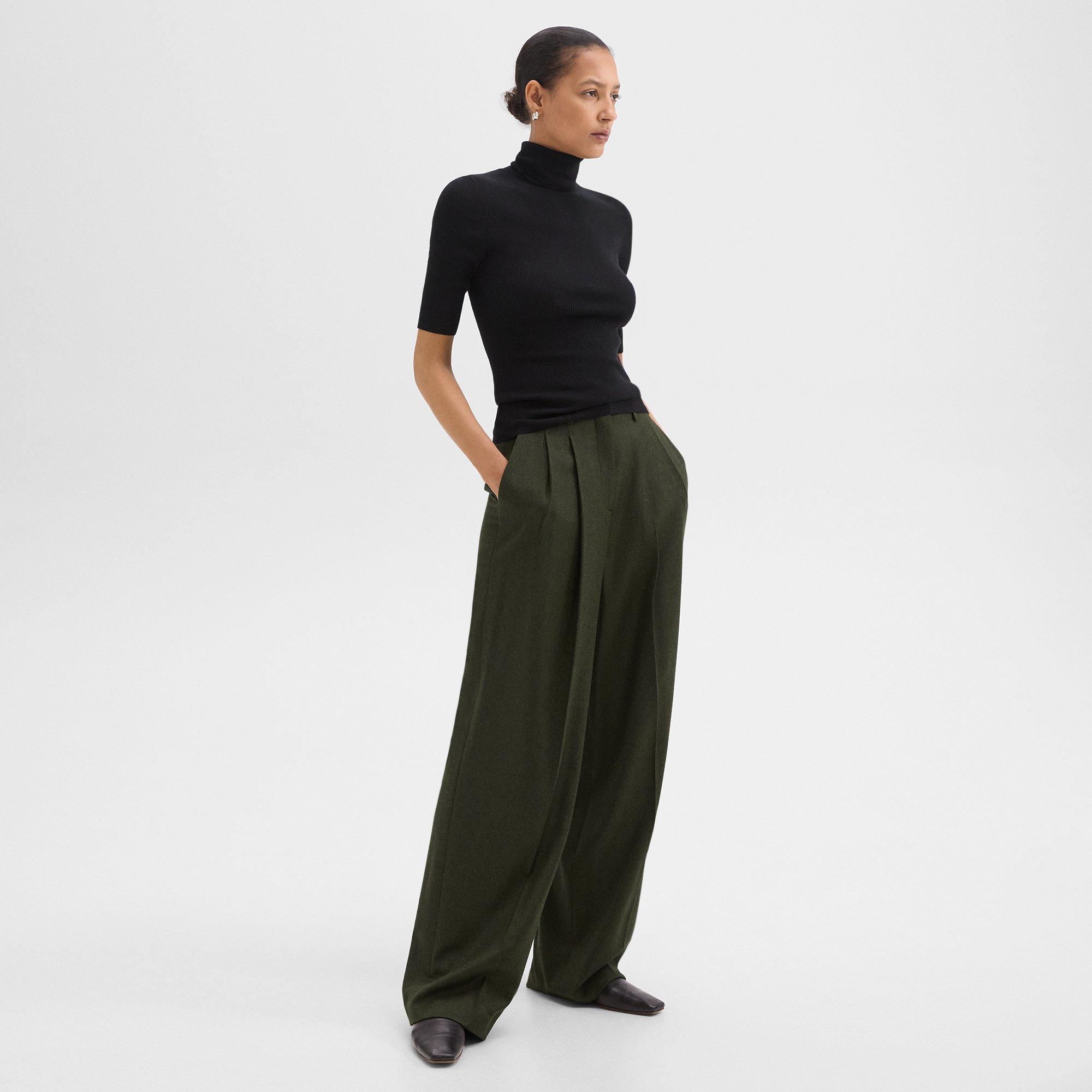 Double Pleat Pant in Sleek Flannel