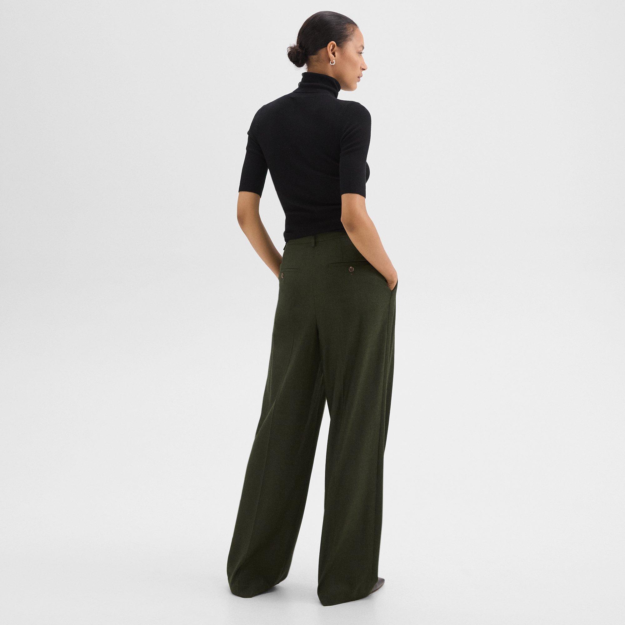 Double Pleat Pant in Sleek Flannel