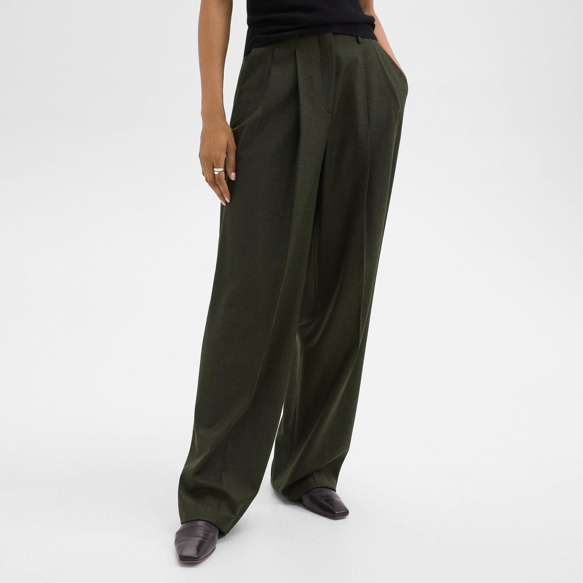 Double Pleat Pant in Sleek Flannel