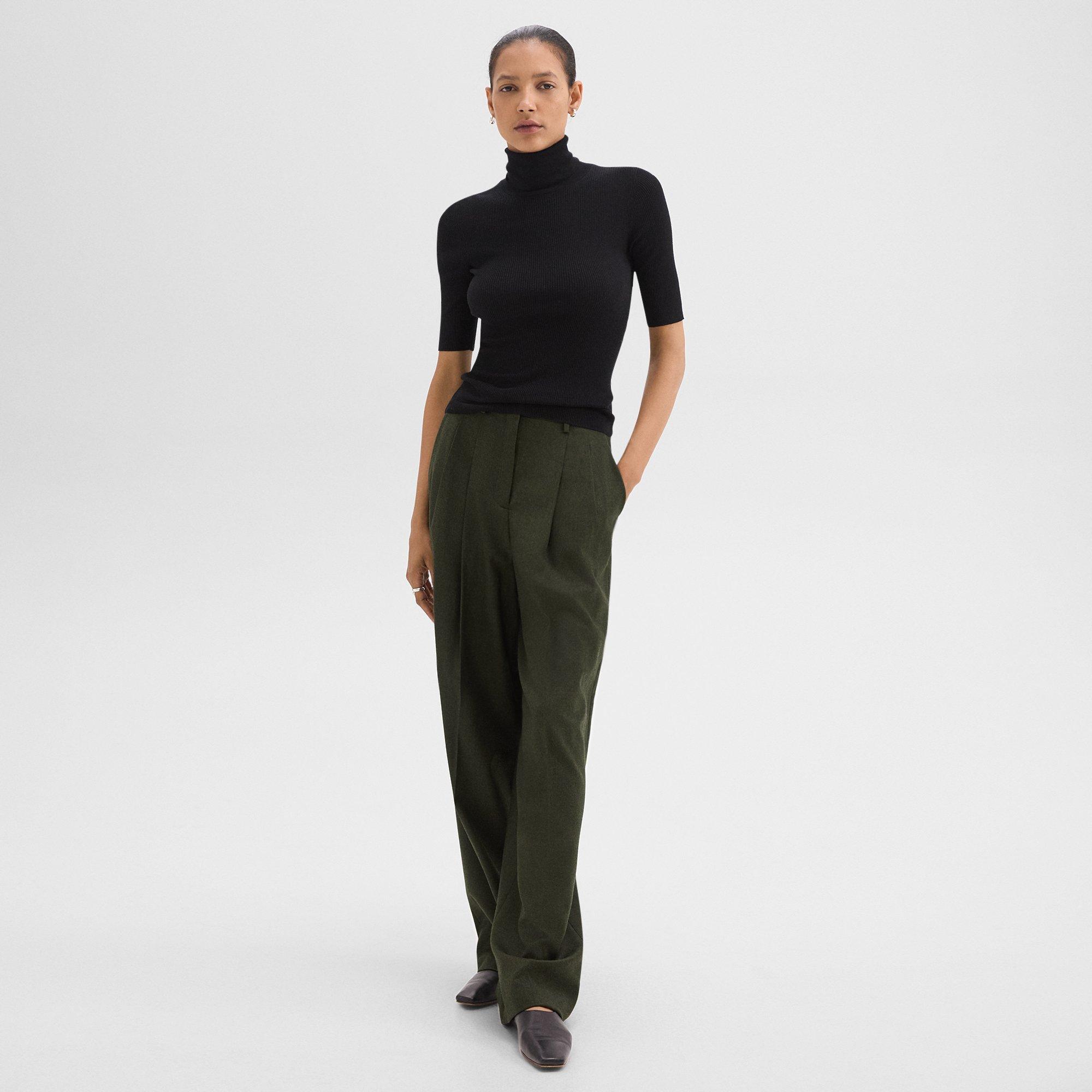 Double Pleat Pant in Sleek Flannel