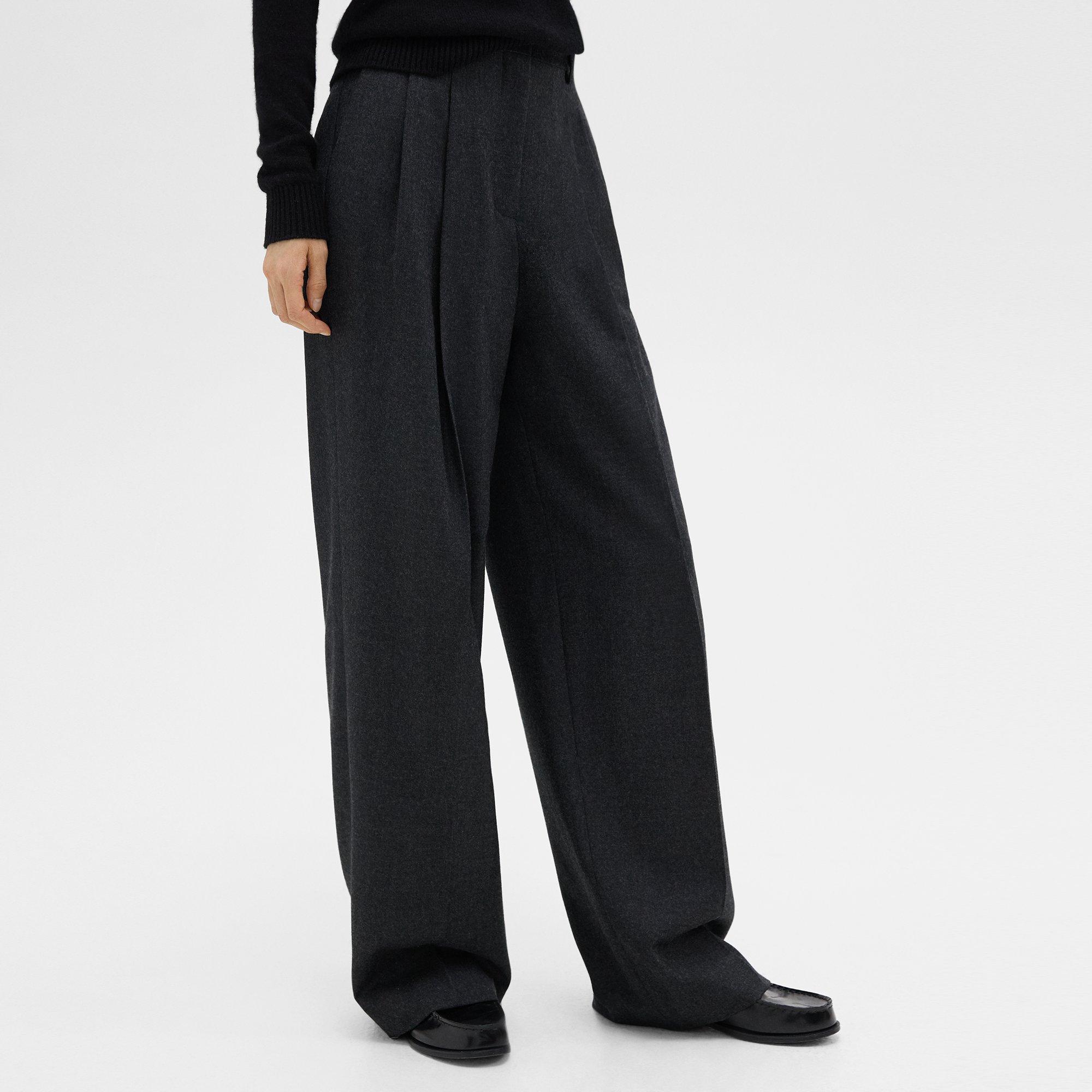 Double Pleat Pant in Sleek Flannel