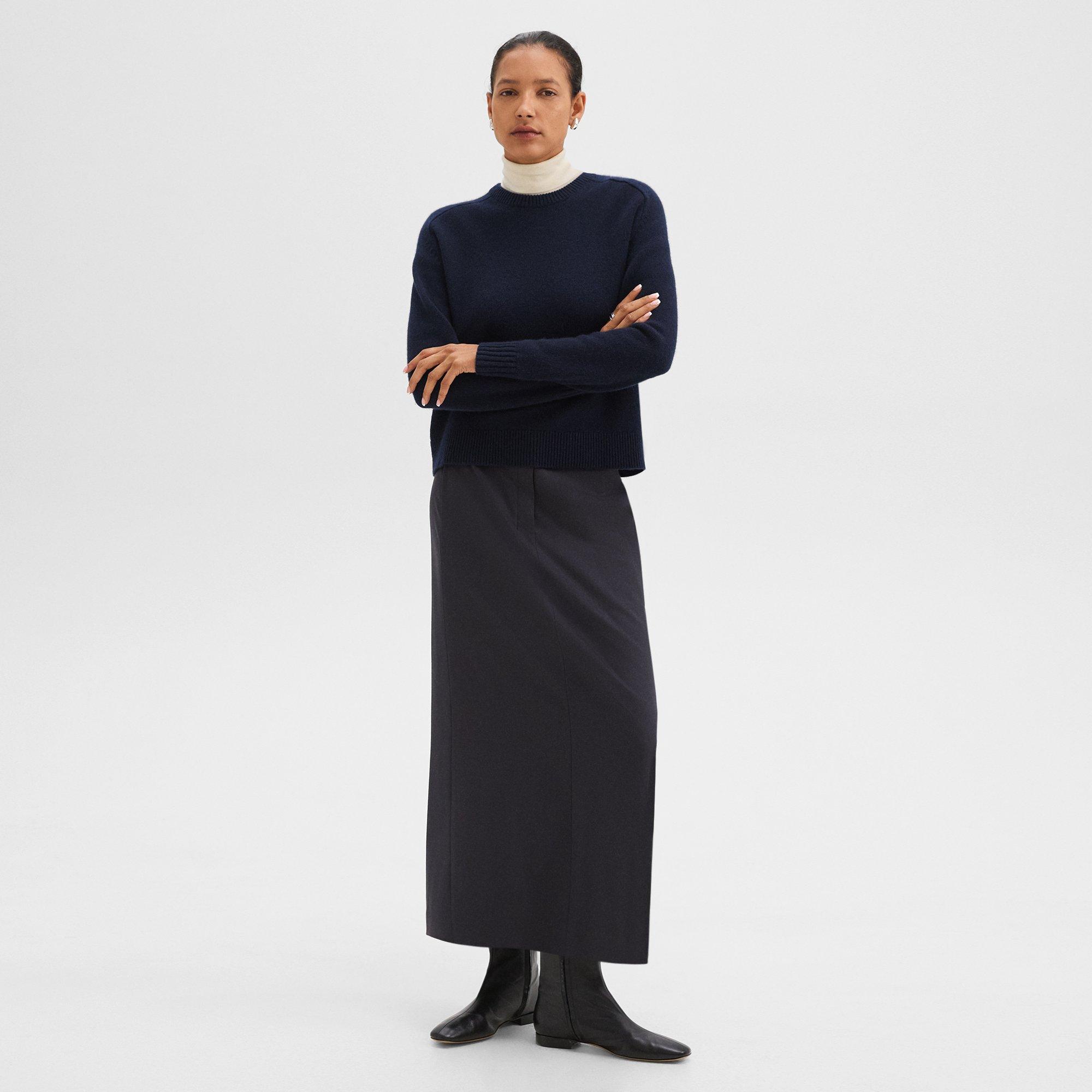 Stretch Flannel Maxi Trouser Skirt Theory