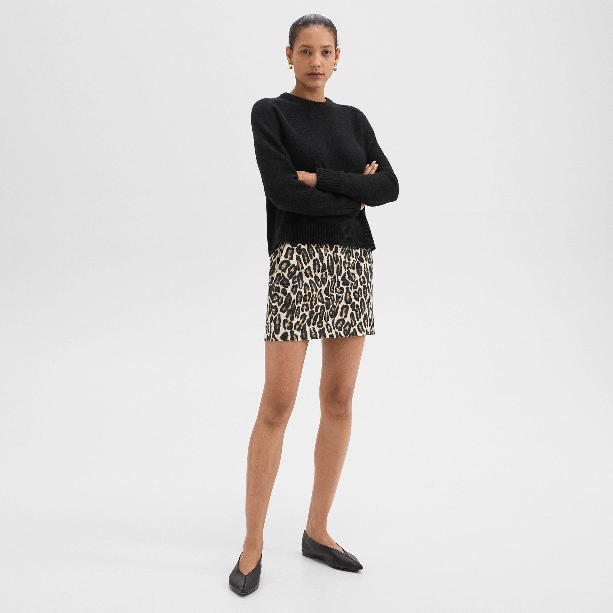 Mini Trouser Skirt in Stretch Leopard Wool