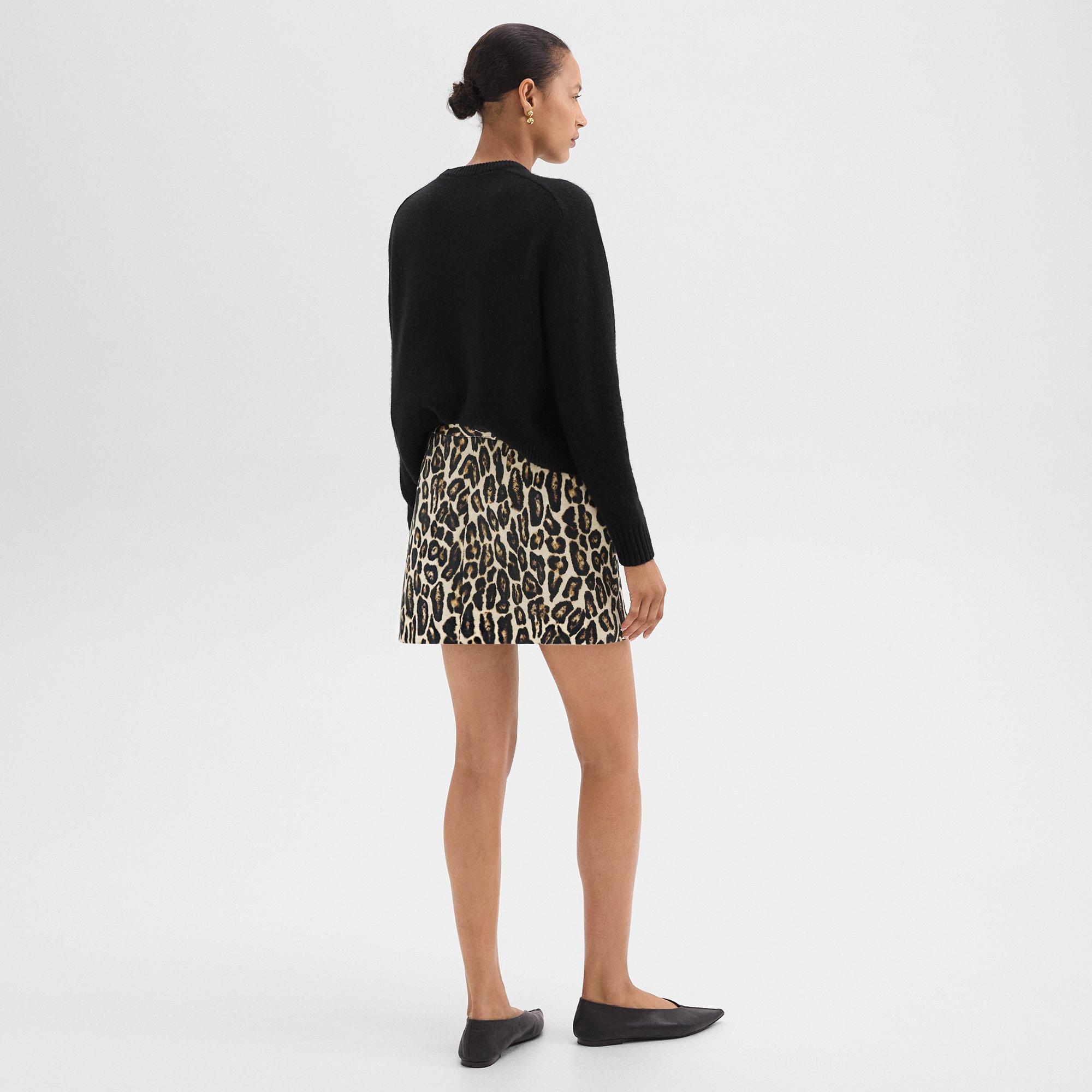 Mini Trouser Skirt in Stretch Leopard Wool