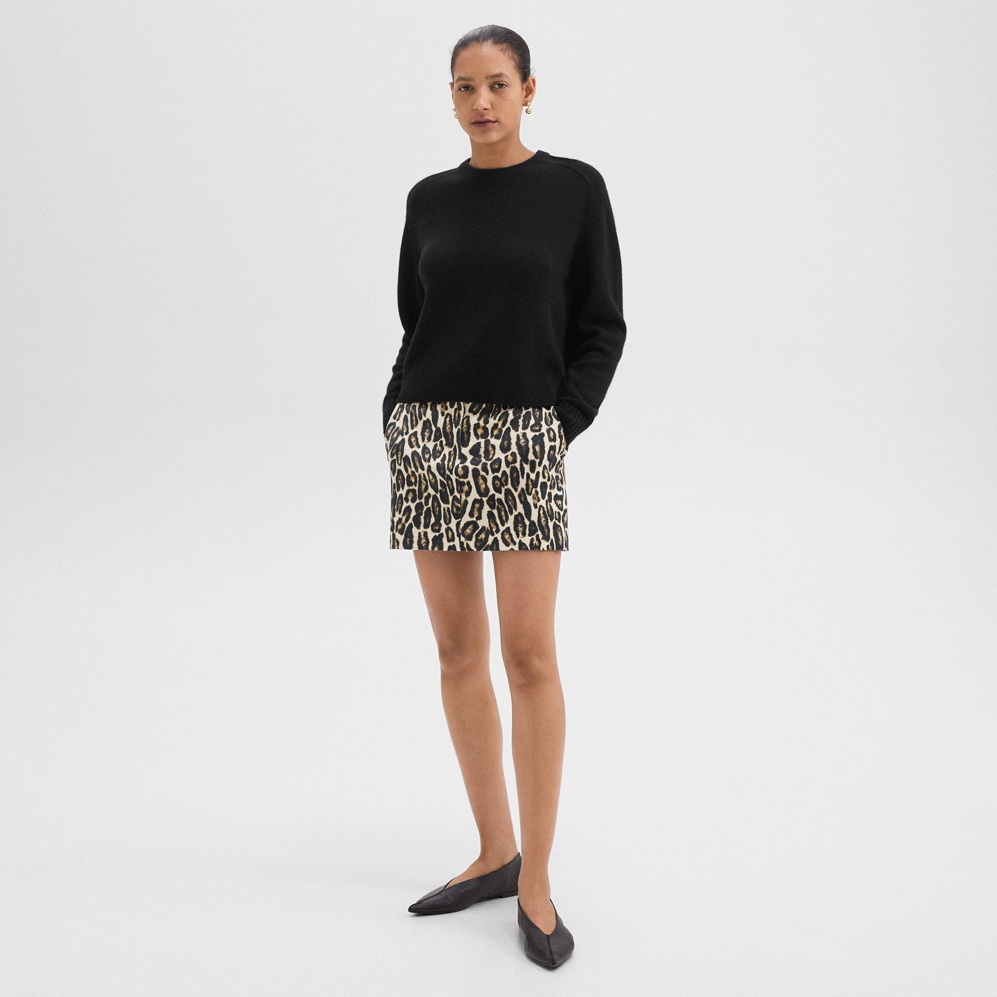 Mini Trouser Skirt in Stretch Leopard Wool