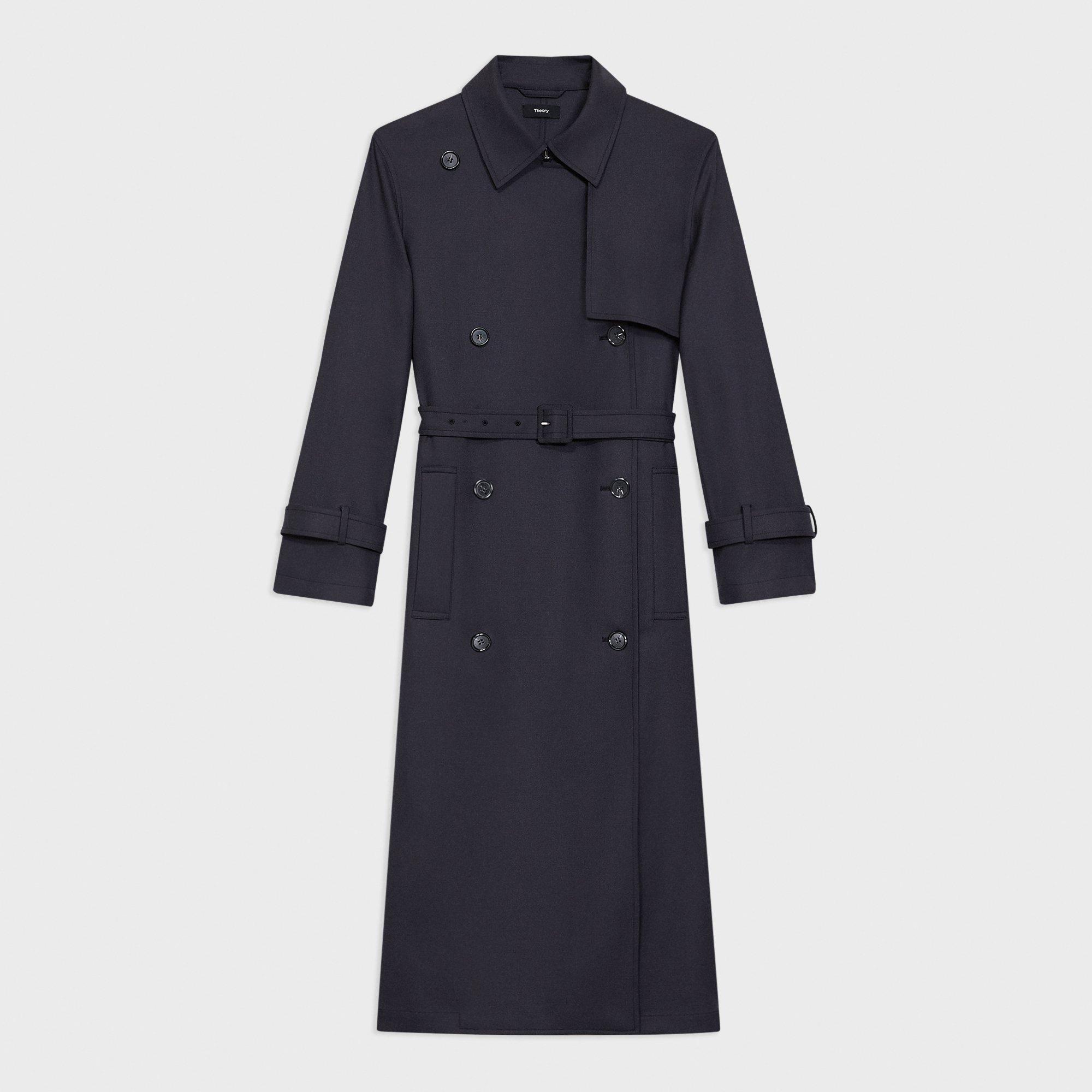 Entspannter Trenchcoat aus Flanell mit Stretchanteil