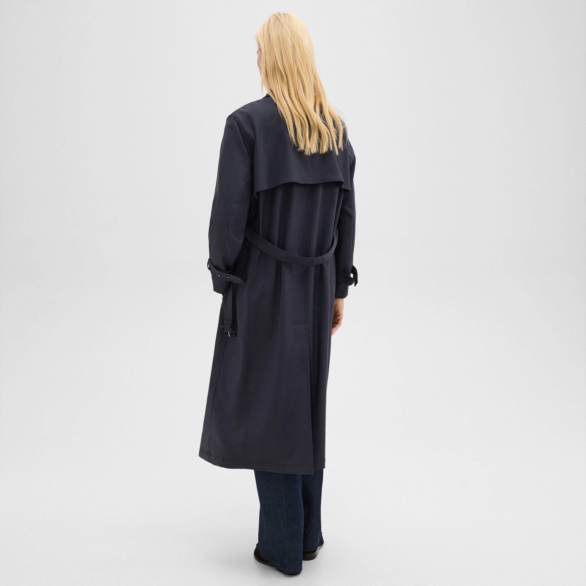 Entspannter Trenchcoat aus Flanell mit Stretchanteil