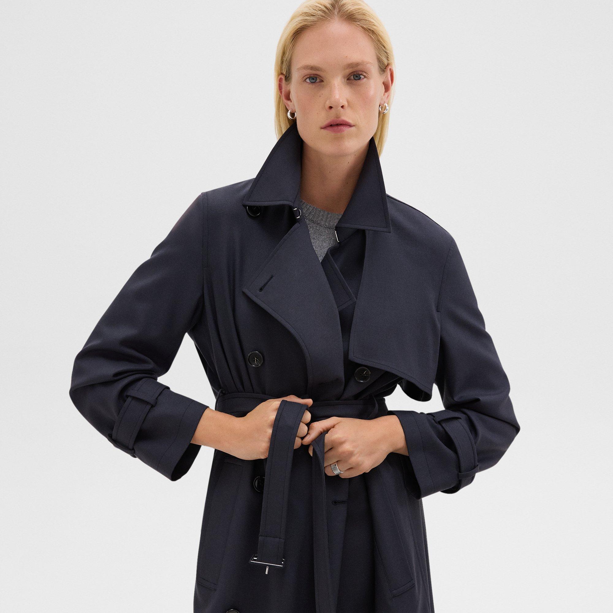 Entspannter Trenchcoat aus Flanell mit Stretchanteil