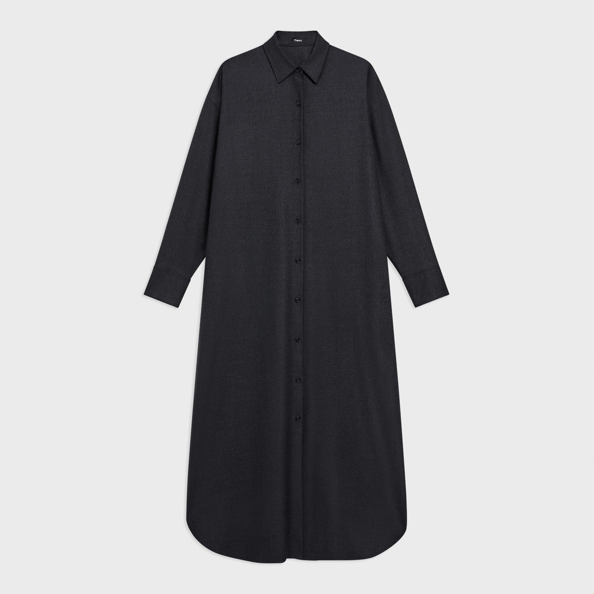 Robe Chemise Oversize en Flanelle Stretch