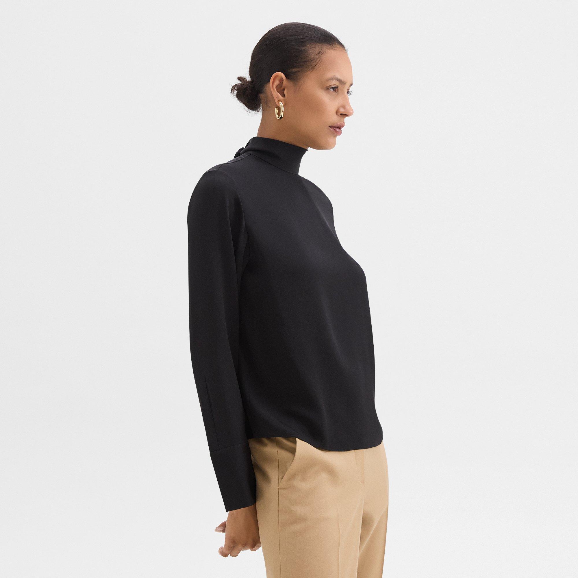 Blouse à Col Noué en Georgette de Soie