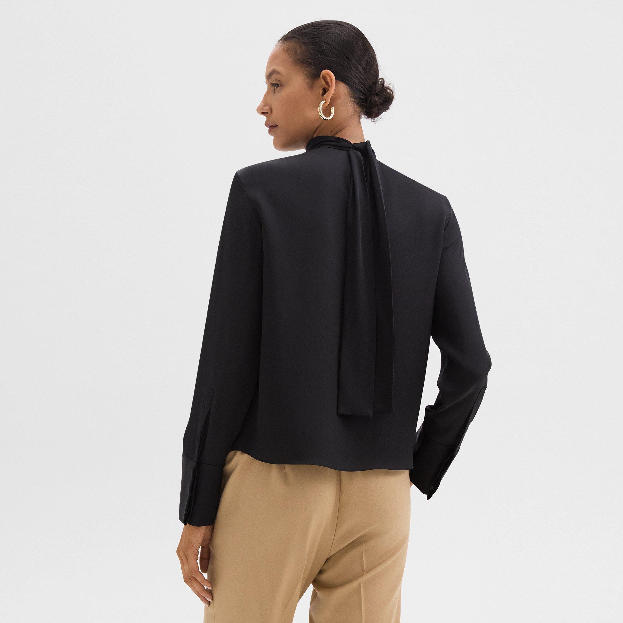 Blouse à Col Noué en Georgette de Soie