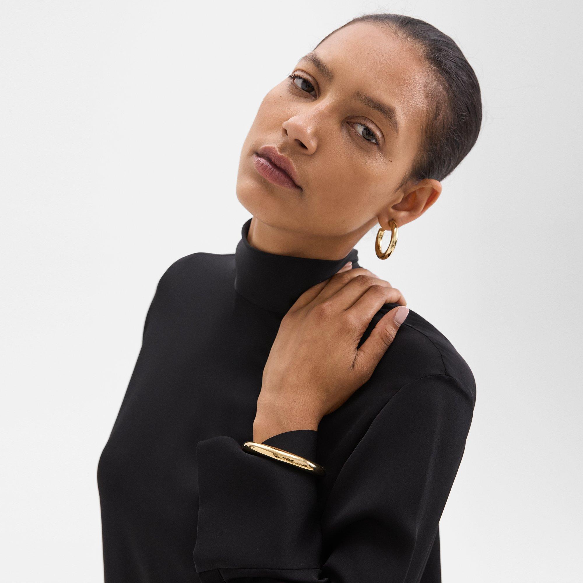 Blouse à Col Noué en Georgette de Soie