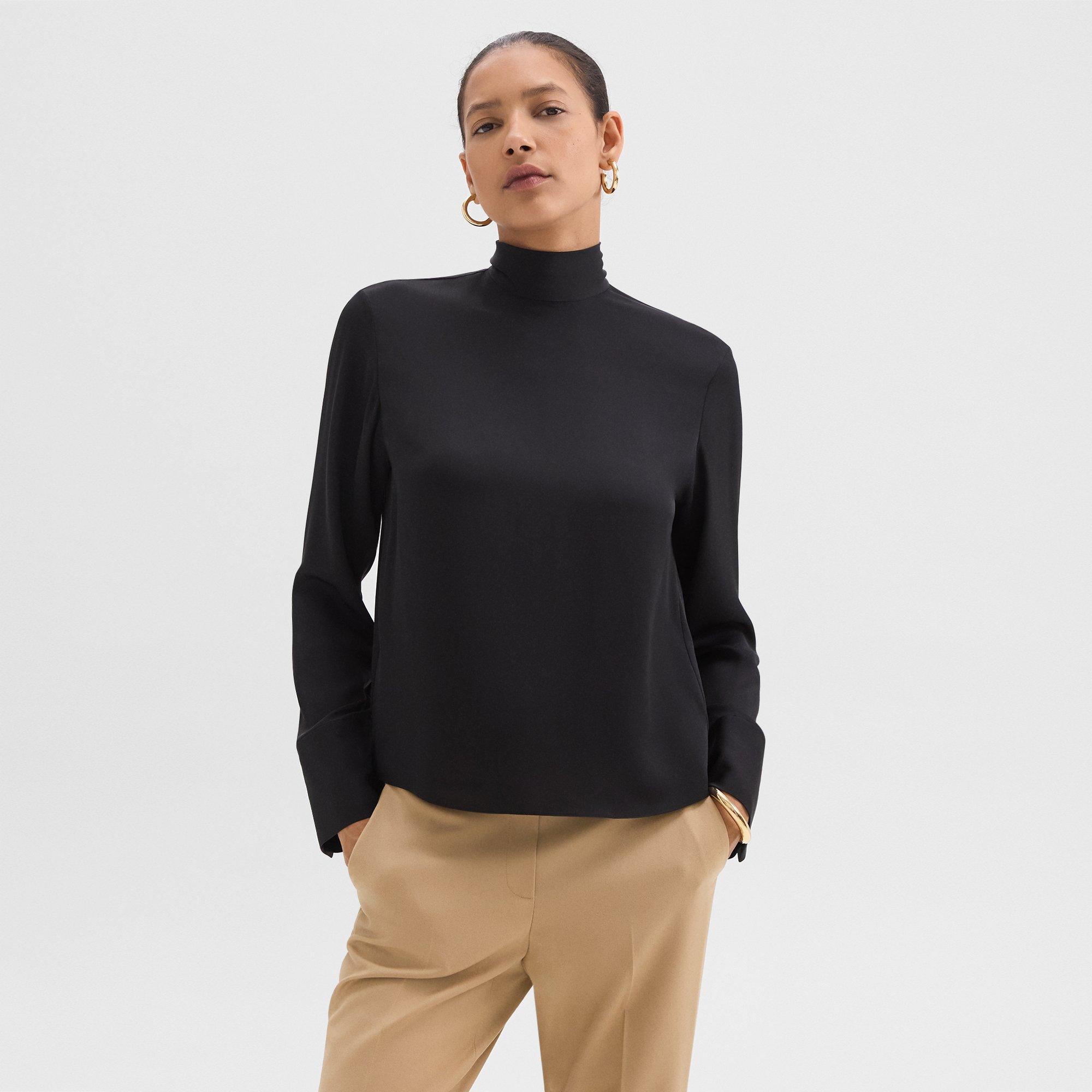 Blouse à Col Noué en Georgette de Soie