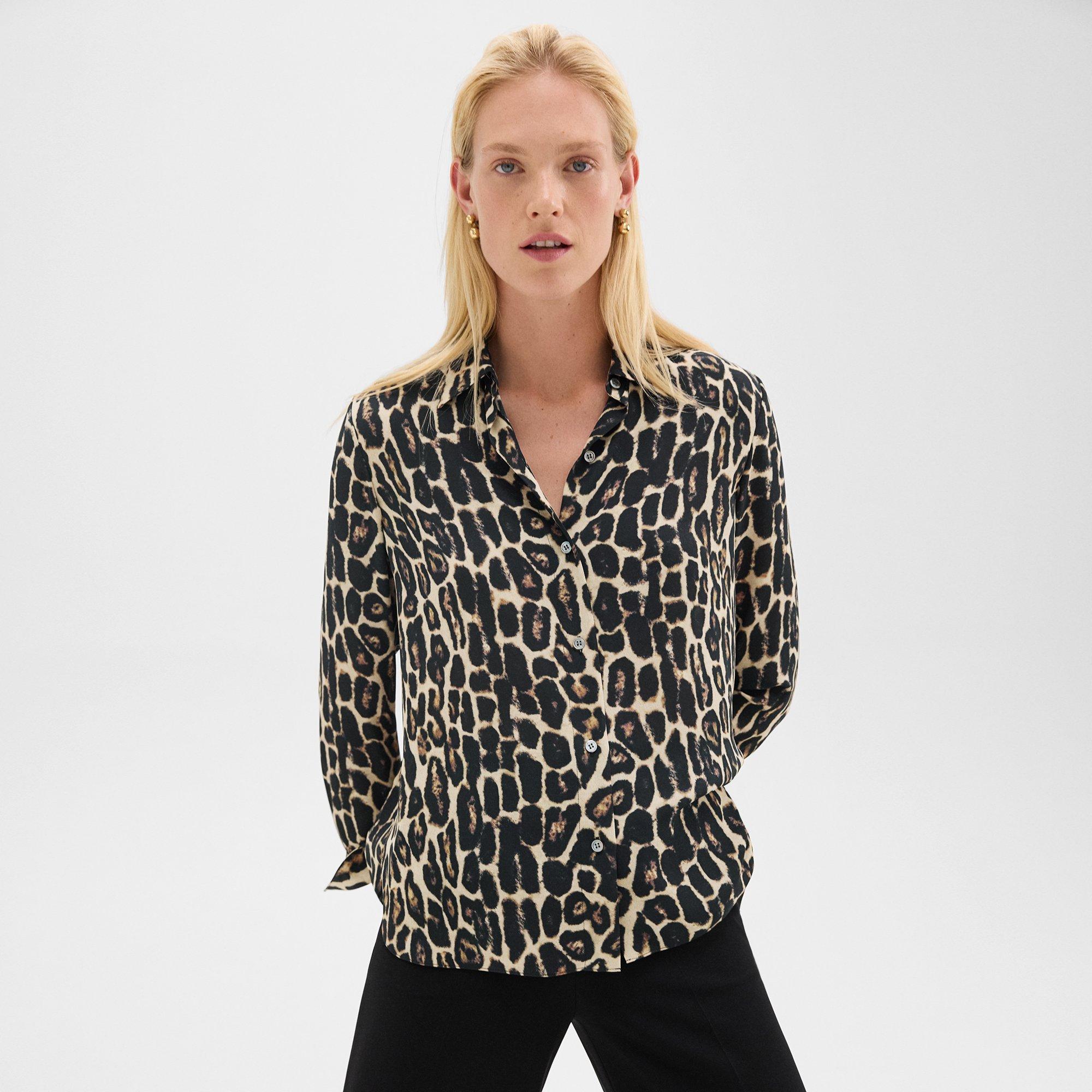 Straight Shirt in Recycled Leopard Print Georgette