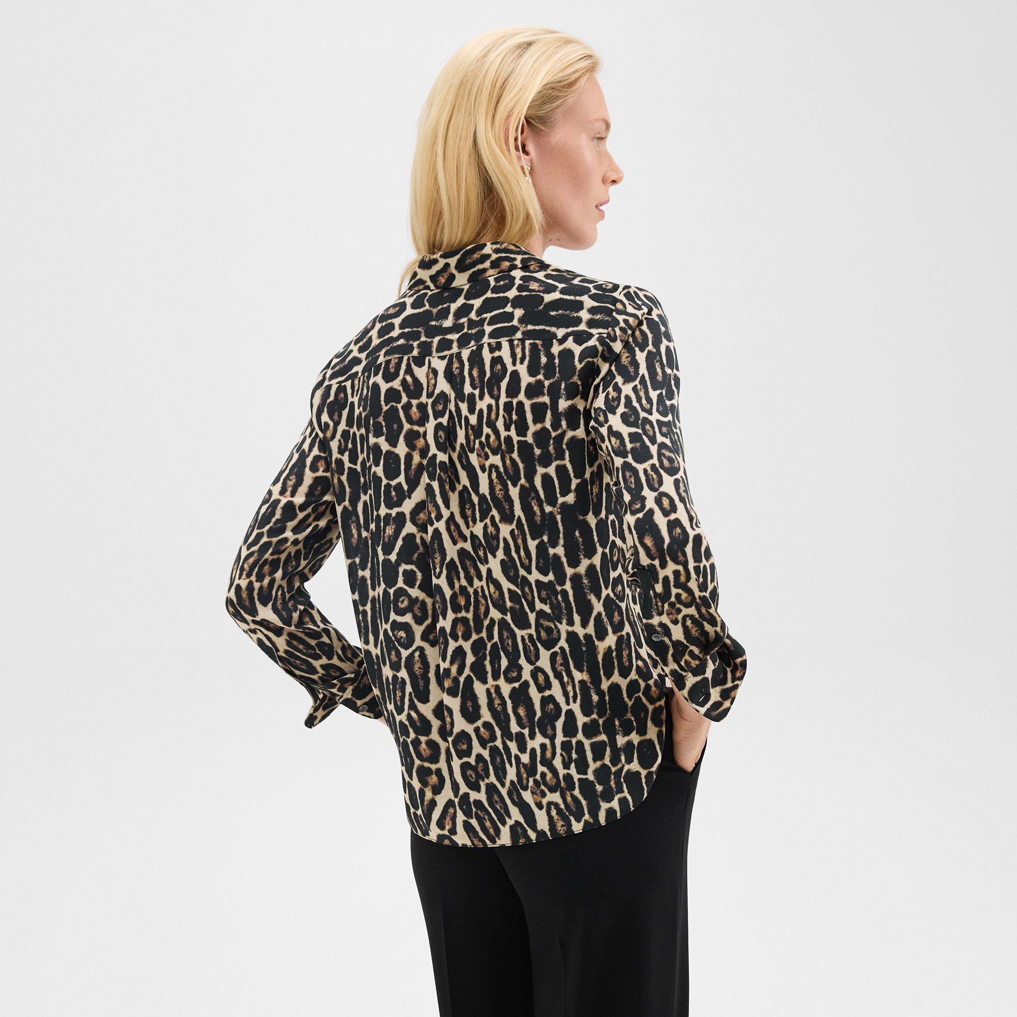 Straight Shirt in Recycled Leopard Print Georgette