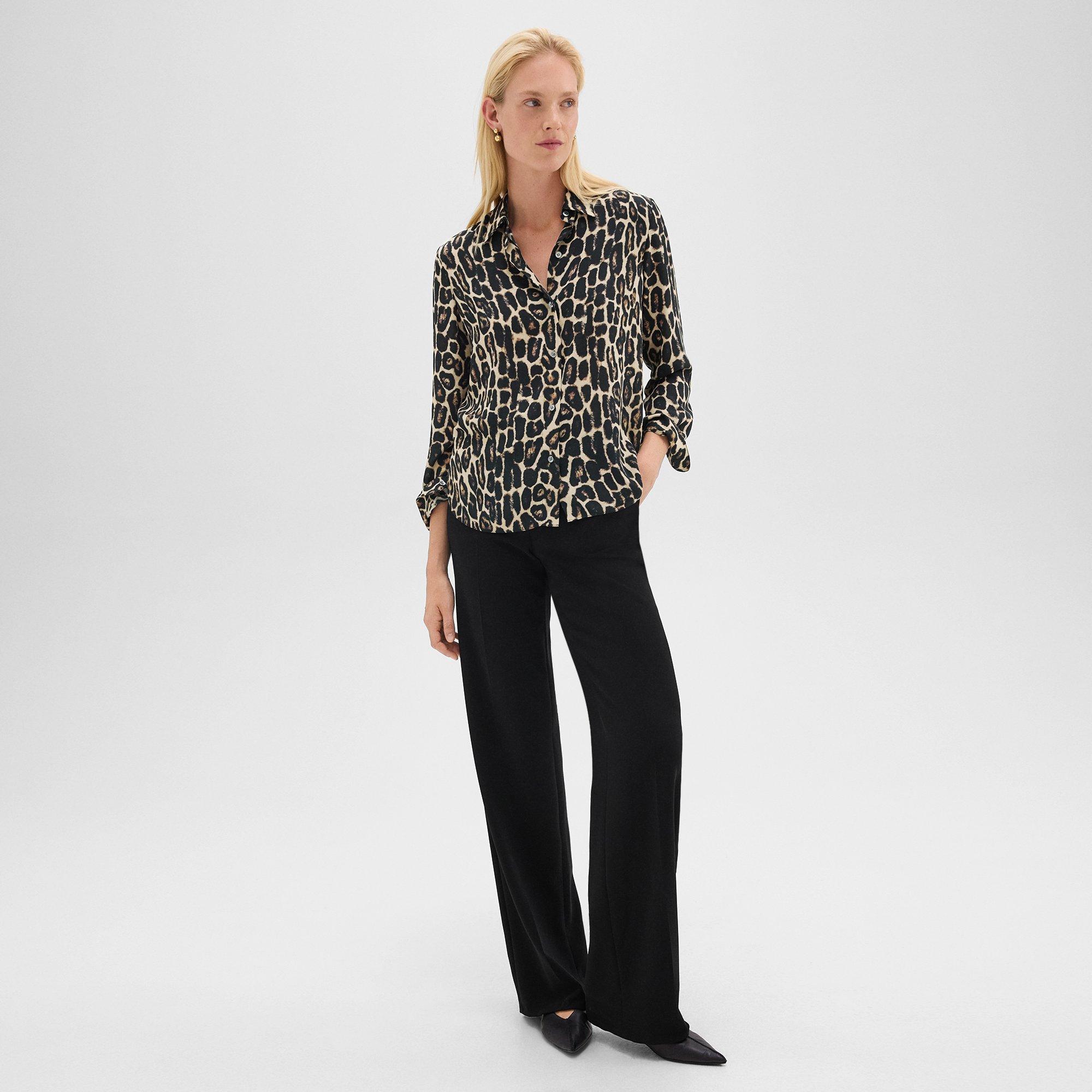Straight Shirt in Recycled Leopard Print Georgette
