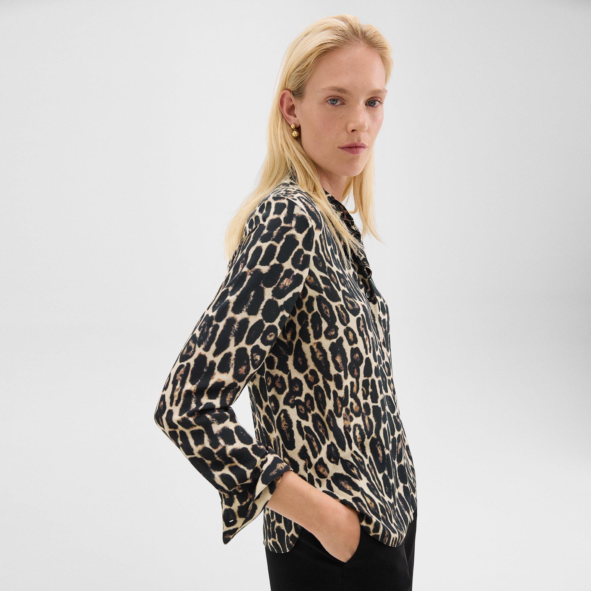 Straight Shirt in Recycled Leopard Print Georgette