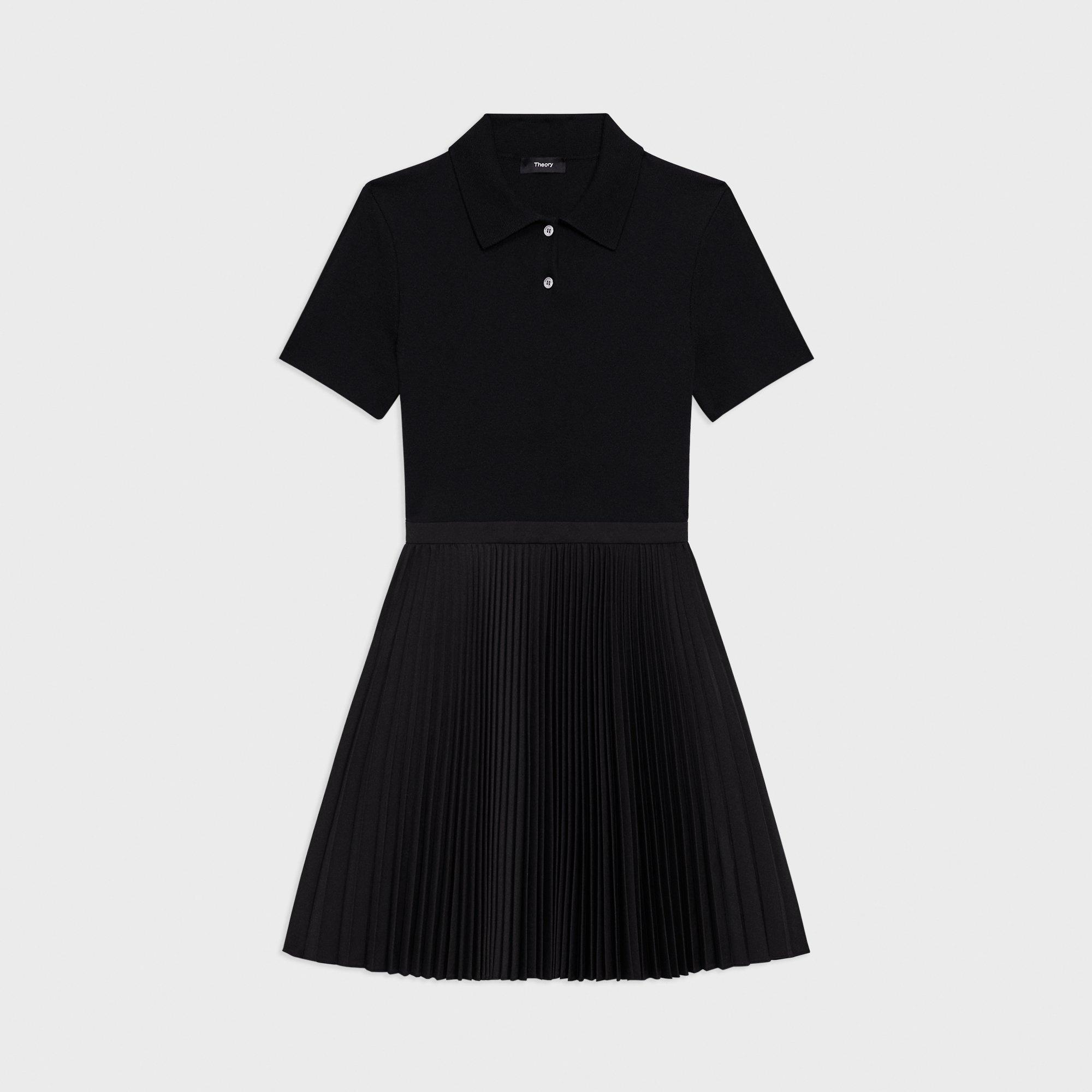 Theory Women s Pleated Polo Mini Dress Black Size 0