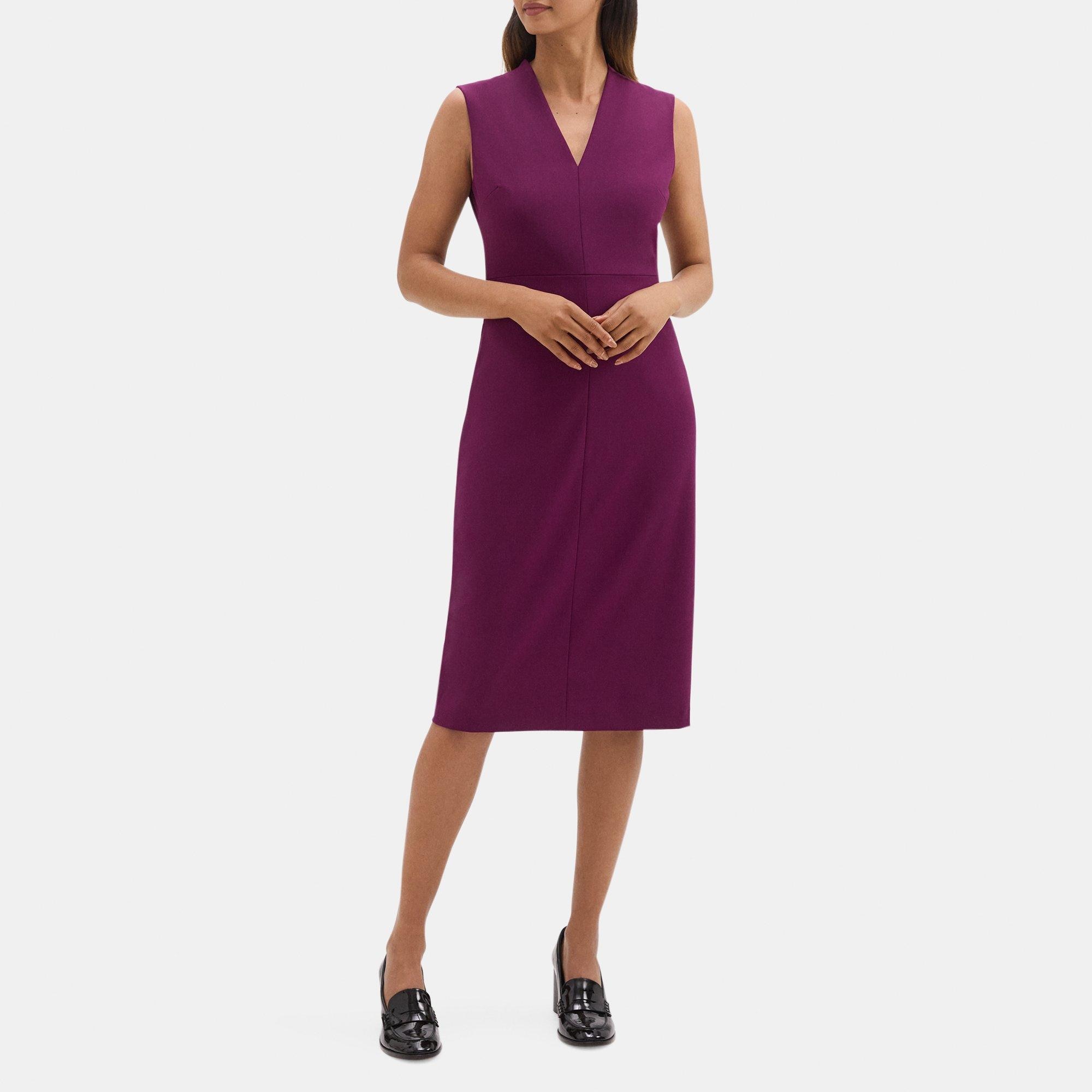 Fitted V-Neck Dress in Sevona Stretch Wool