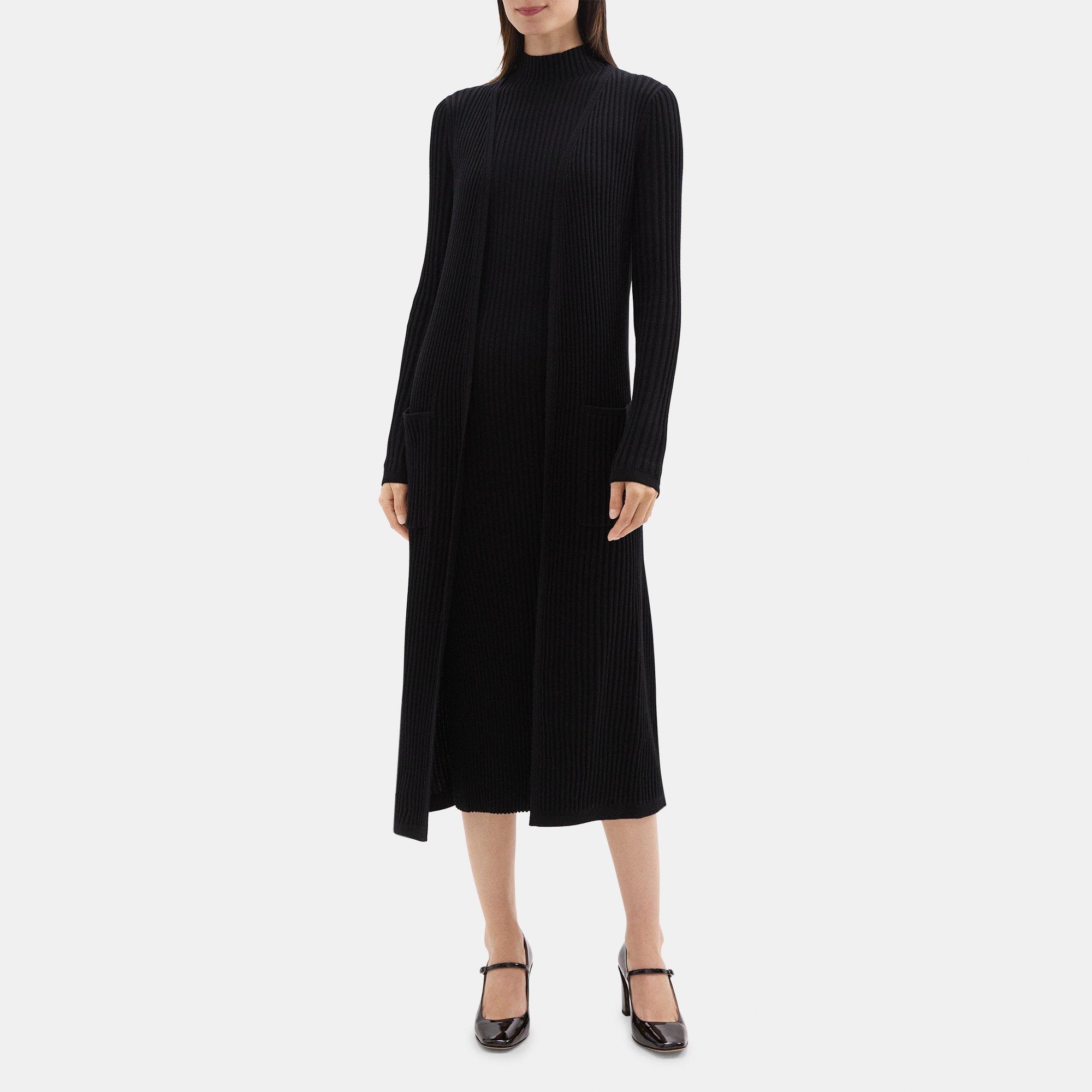 Ribbed Duster Cardigan in Fine Merino Wool