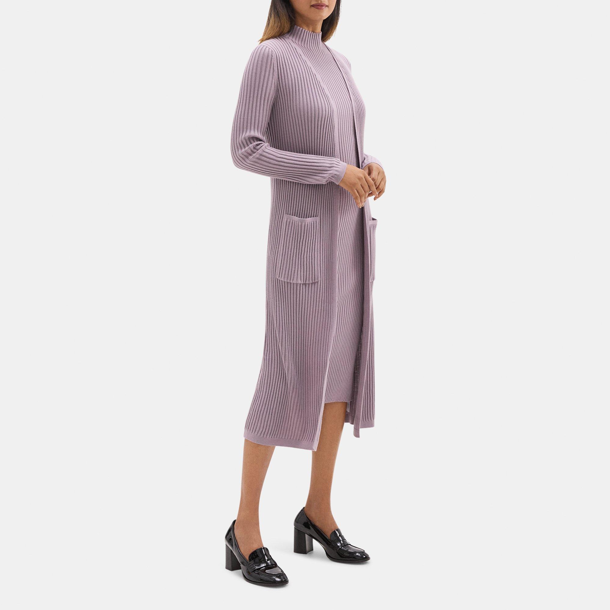 Ribbed Duster Cardigan in Fine Merino Wool
