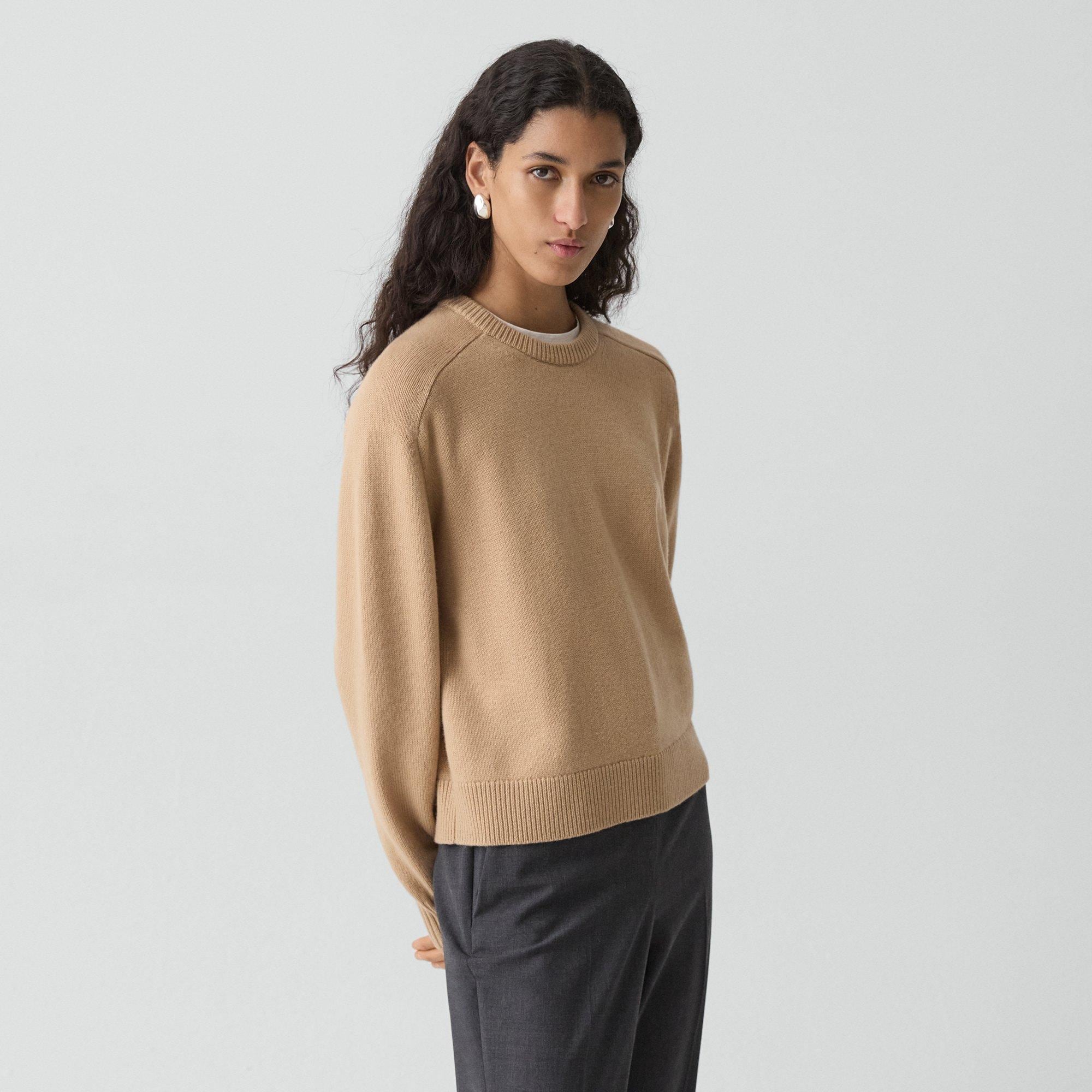 Cropped Crewneck Sweater in Cashmere