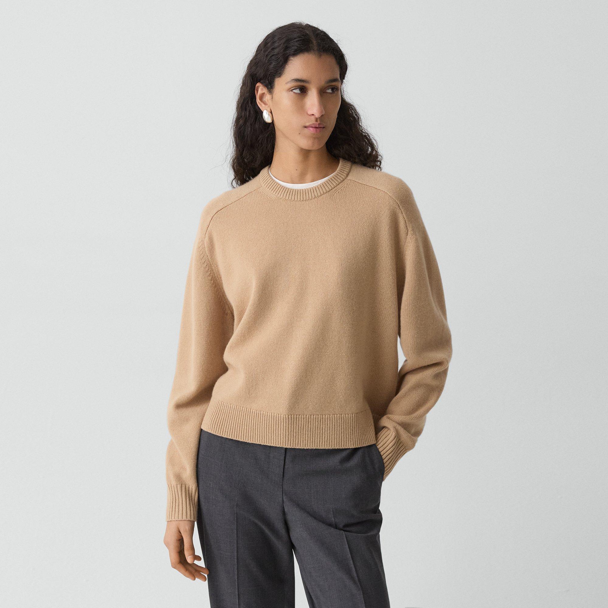 Cropped Crewneck Sweater in Cashmere