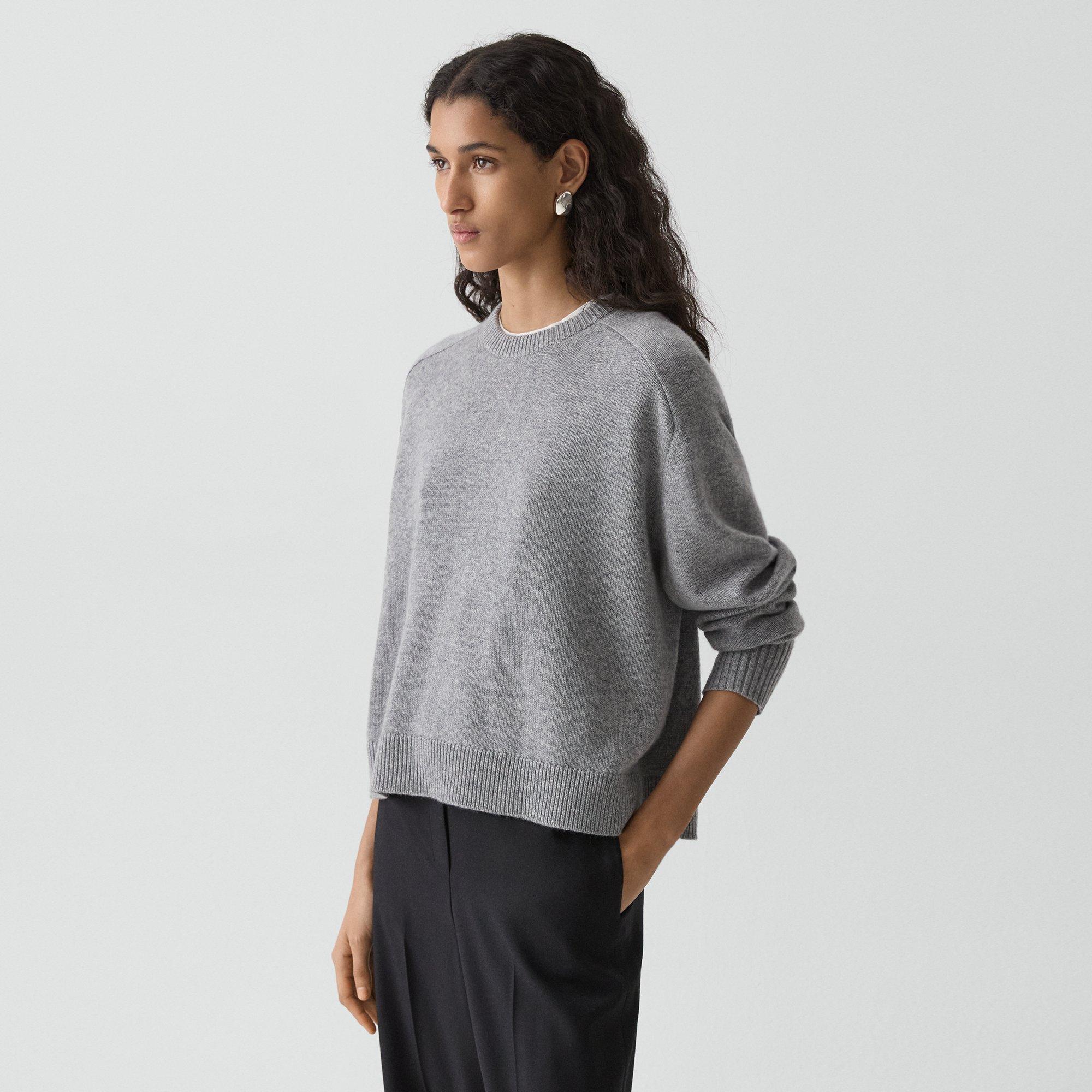 Cropped Crewneck Sweater in Cashmere