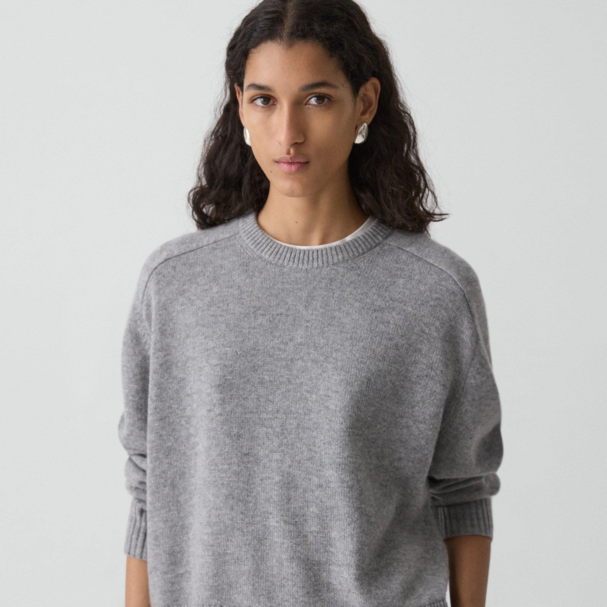 Cropped Crewneck Sweater in Cashmere