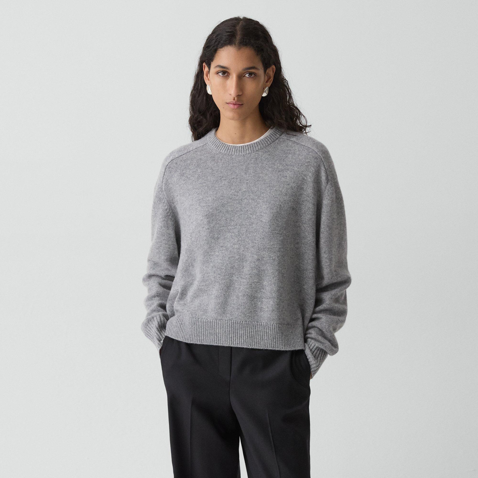 Cropped Crewneck Sweater in Cashmere
