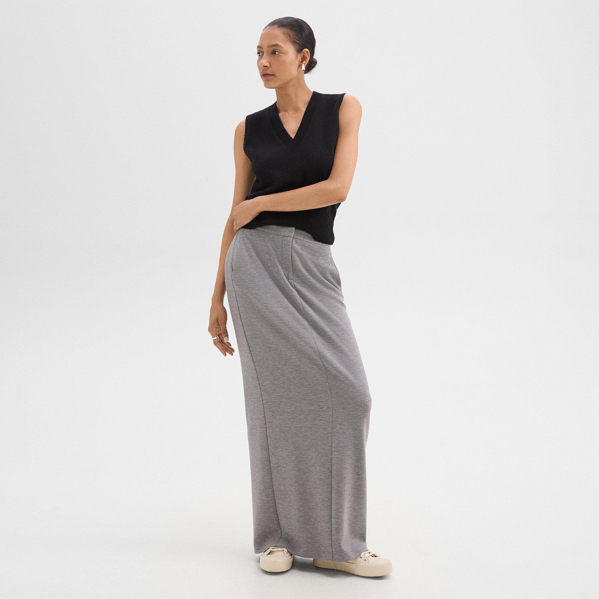 Maxi Trouser Skirt in Double-Knit Jersey