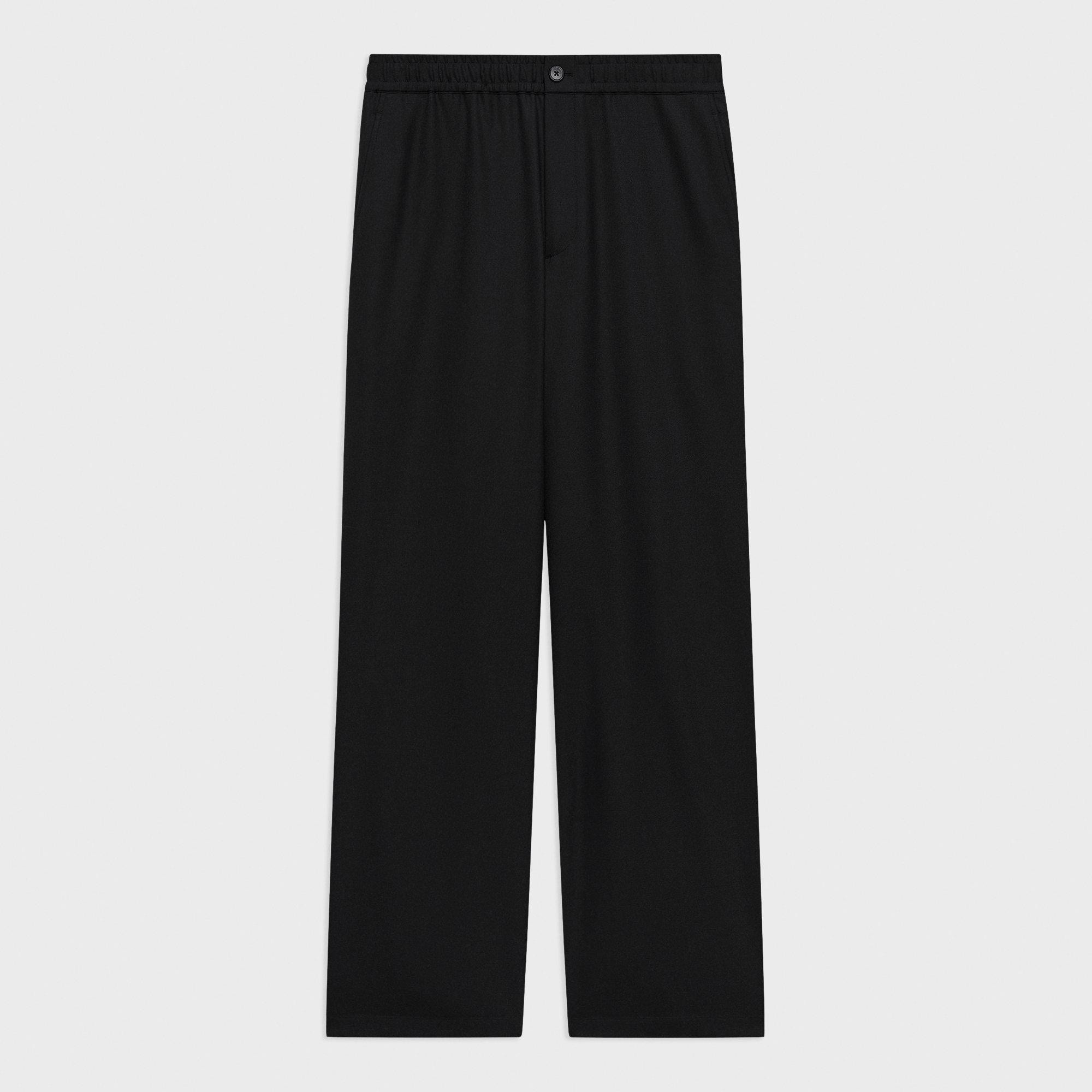 Wide-Leg Drawstring Pant in Stretch Flannel