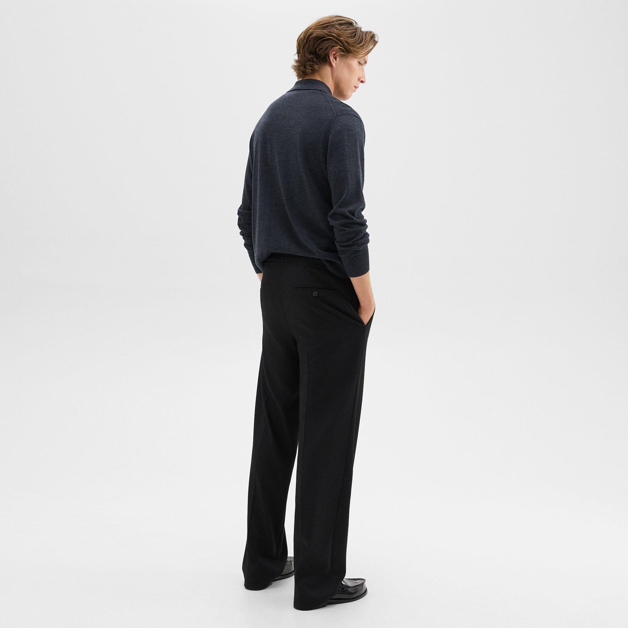 Wide-Leg Drawstring Pant in Stretch Flannel