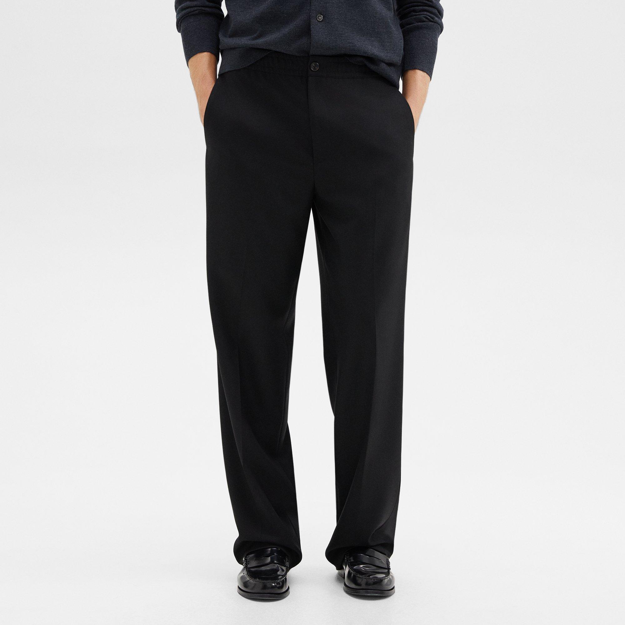 Wide-Leg Drawstring Pant in Stretch Flannel