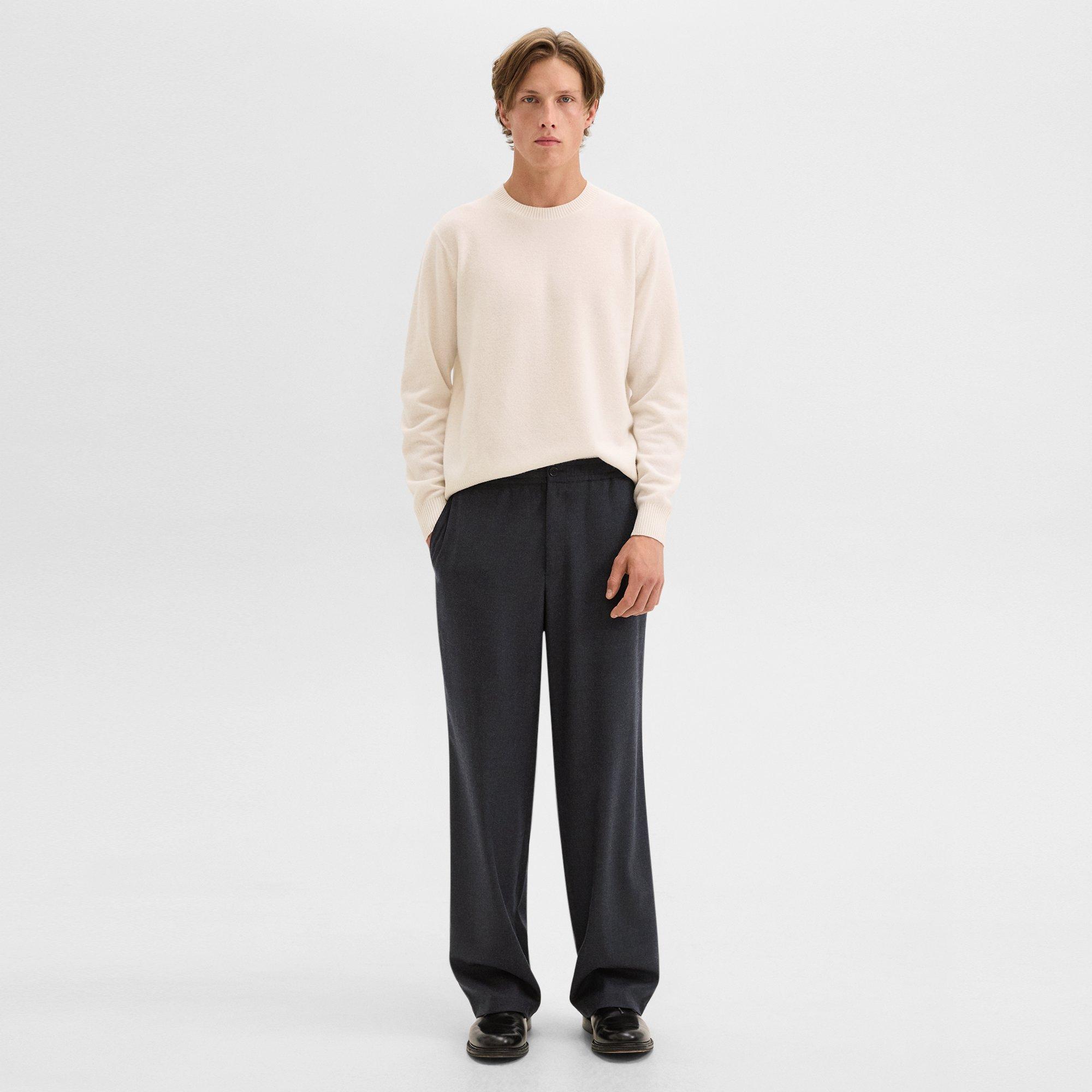 Wide-Leg Drawstring Pant in Stretch Flannel