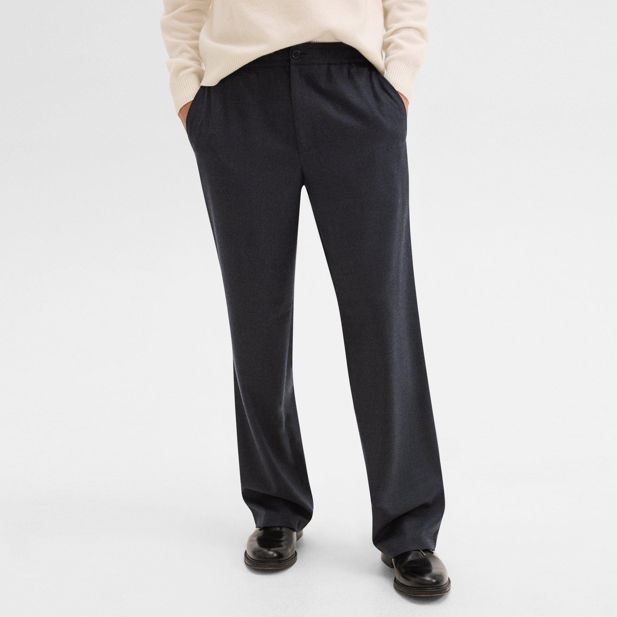 Wide-Leg Drawstring Pant in Stretch Flannel