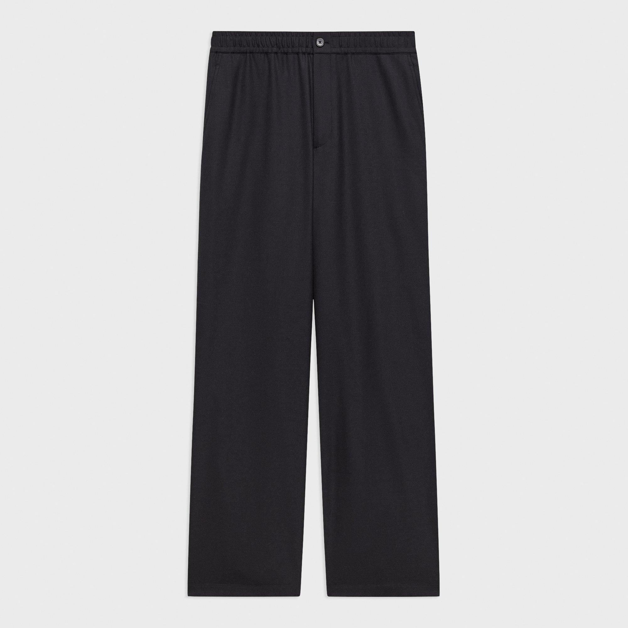 Wide-Leg Drawstring Pant in Stretch Flannel