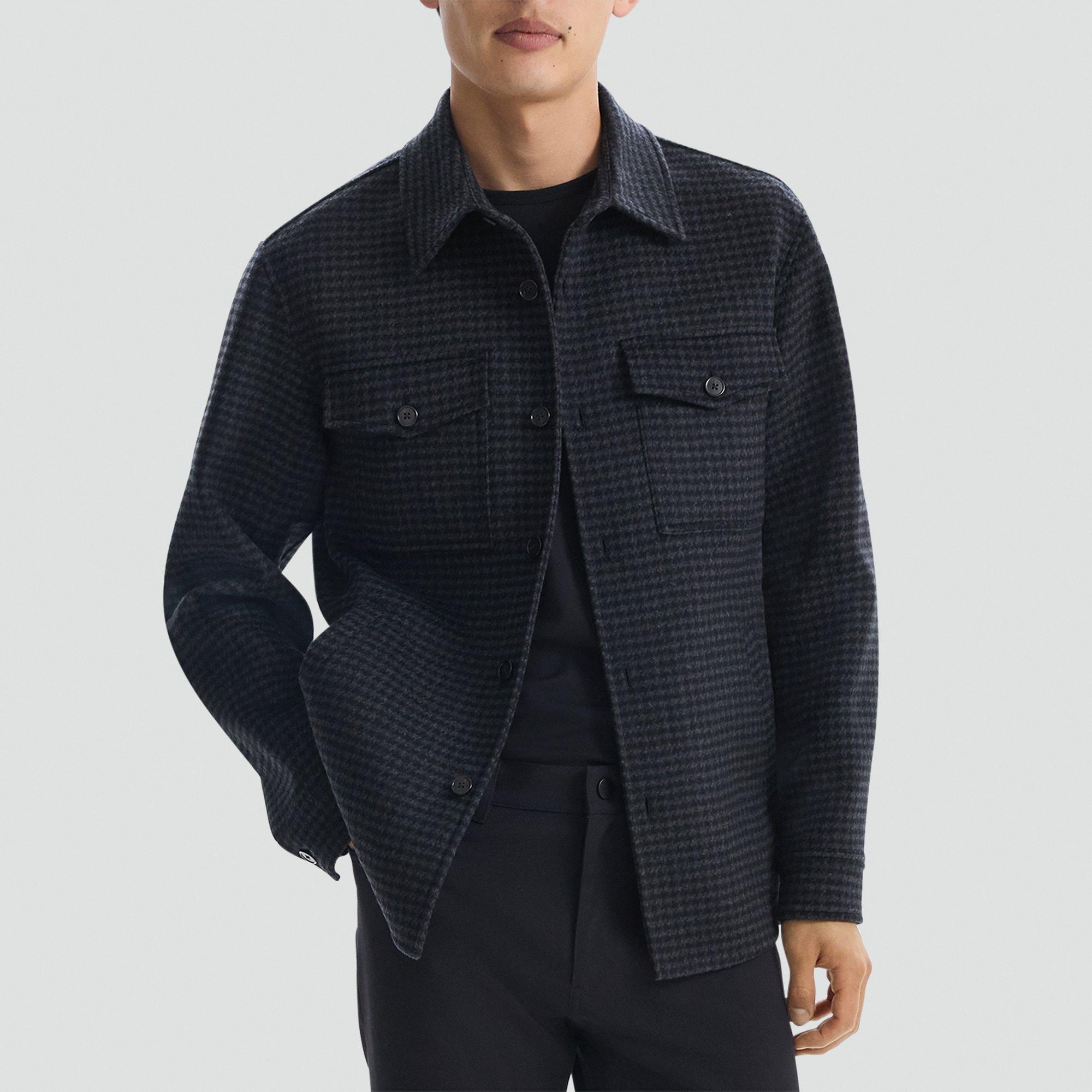 Shirt Jacket in Houndstooth Double-Face Wool-Cashmere