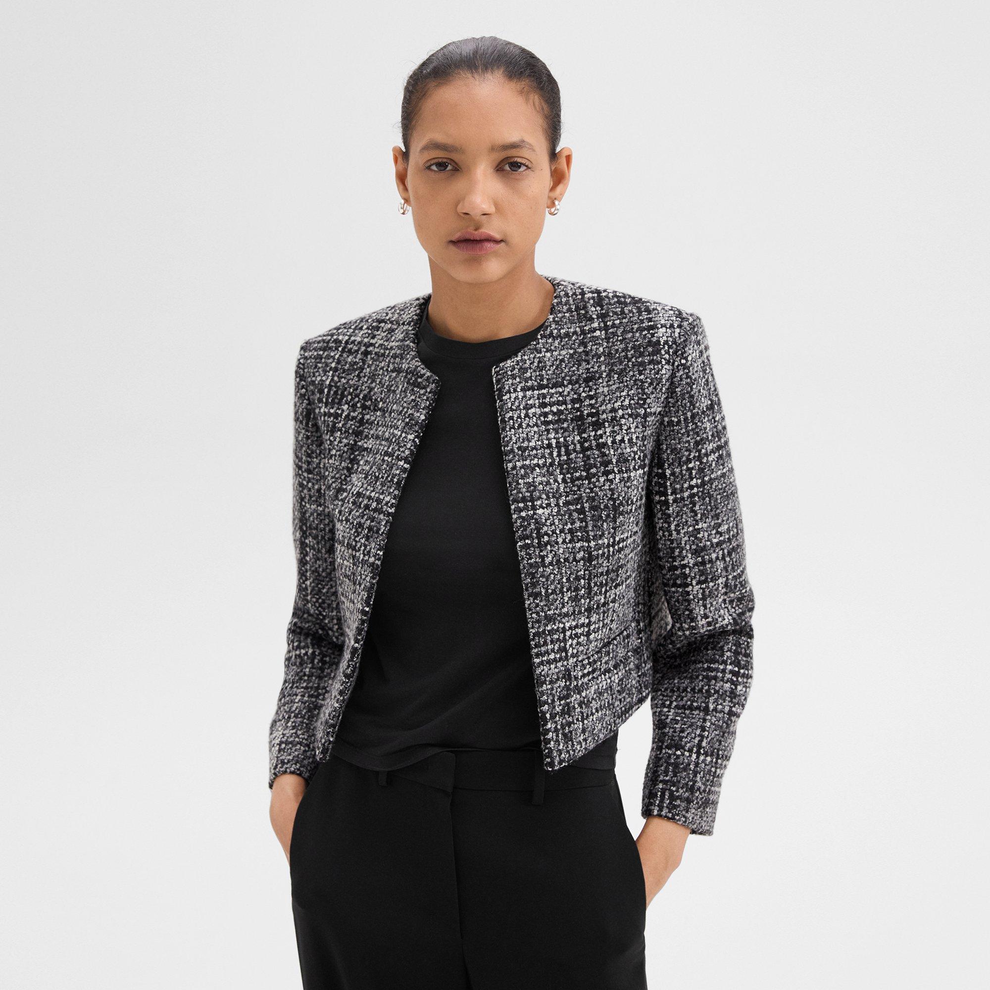 Cropped Jacket in Melange Tweed