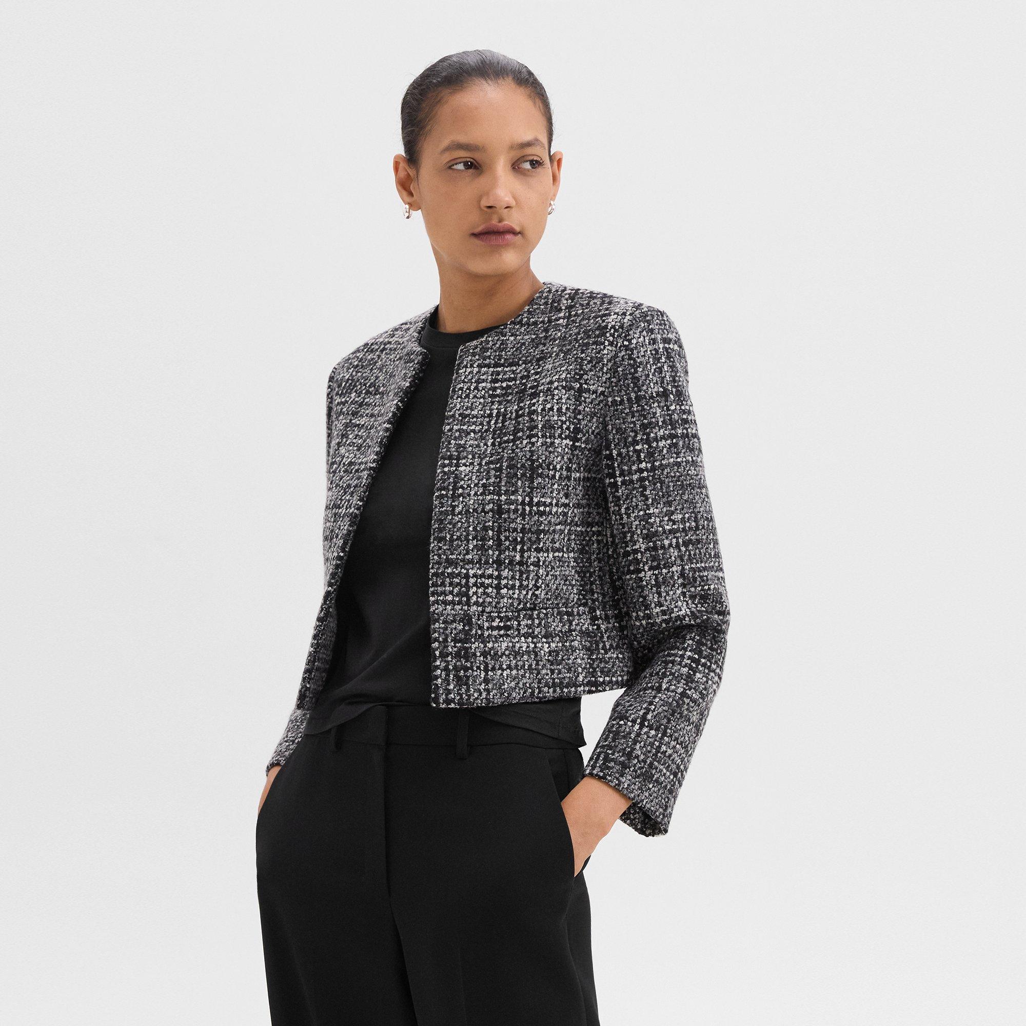 Cropped Jacket in Mélange Tweed